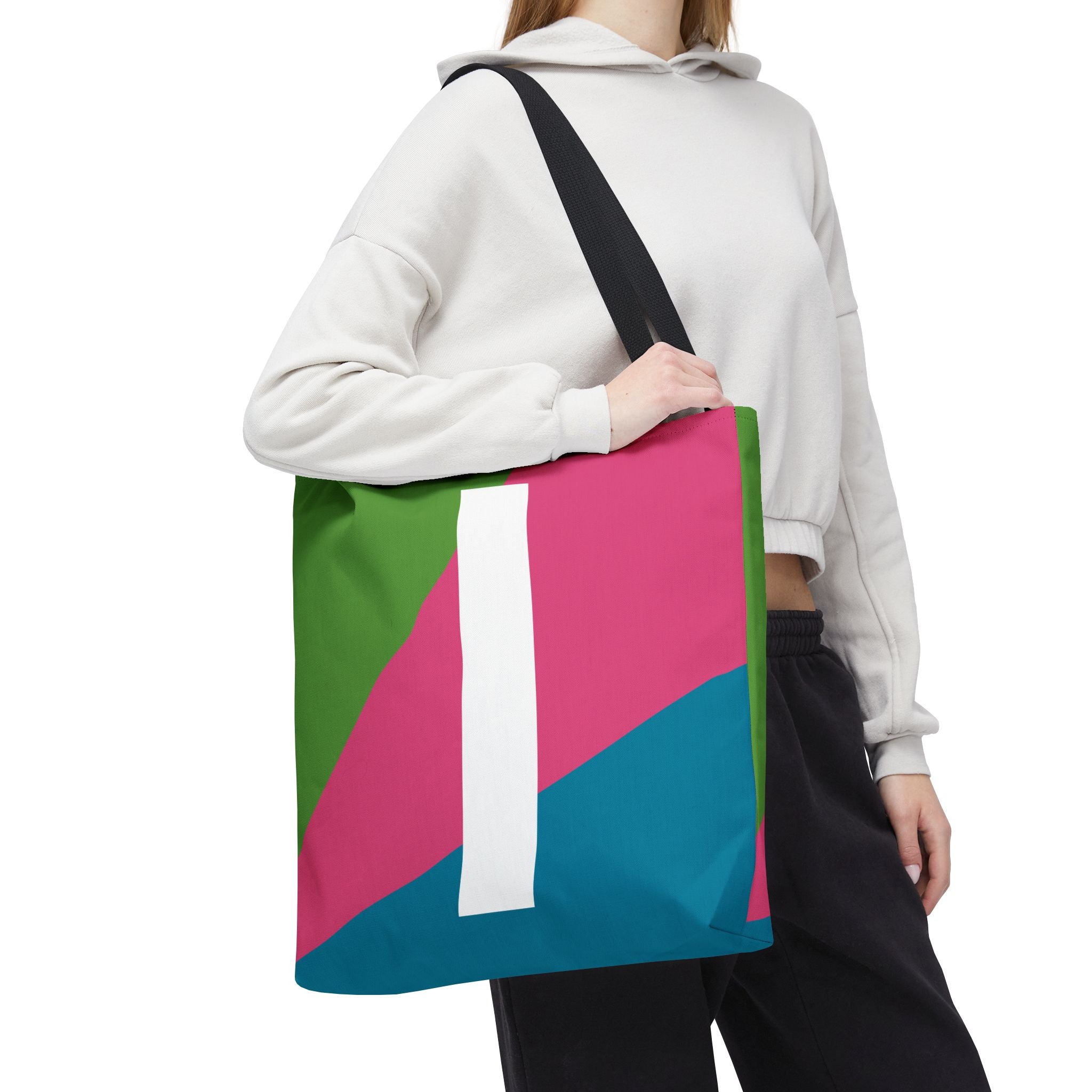 Monogram 'I' Colorblock Tote Bag — Personalized Initial I Shoulder Tote