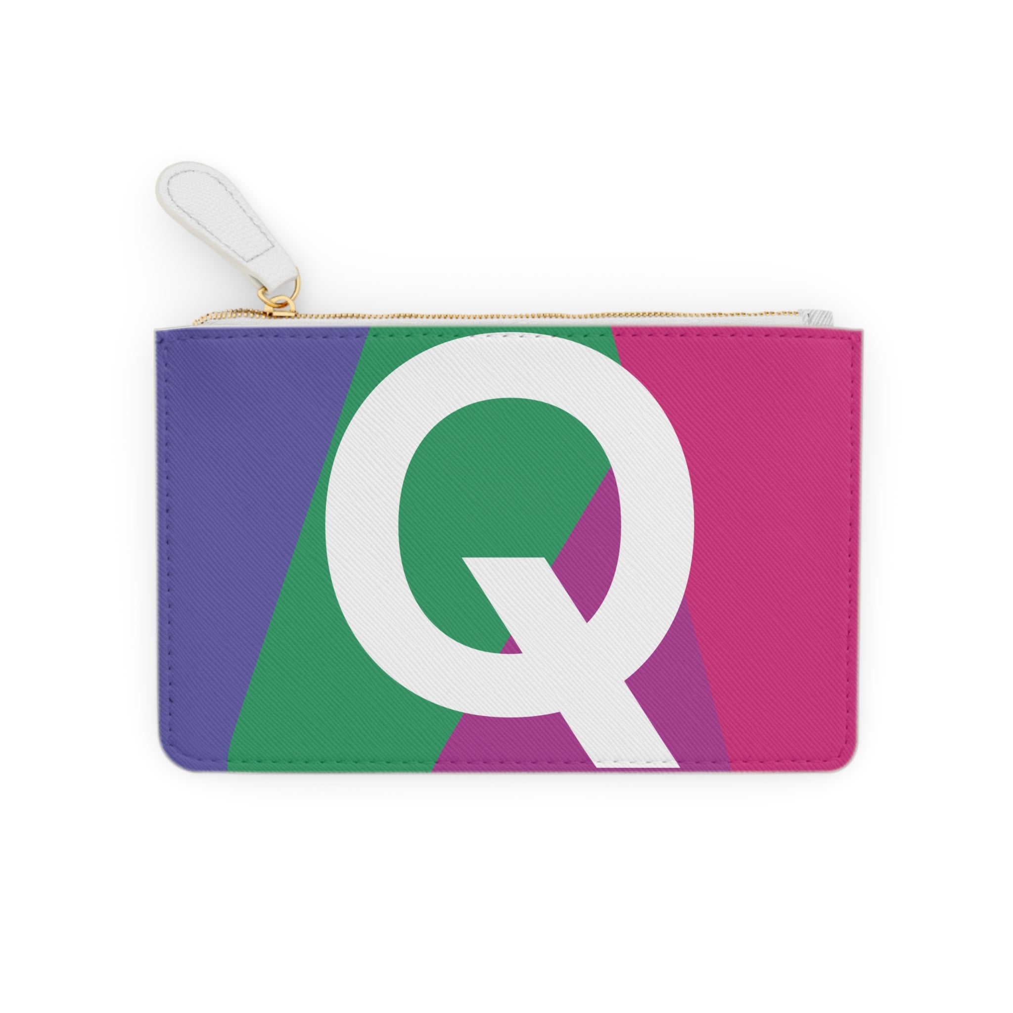 Initial Q Mini Clutch — Colorblock Monogram Wristlet Wallet