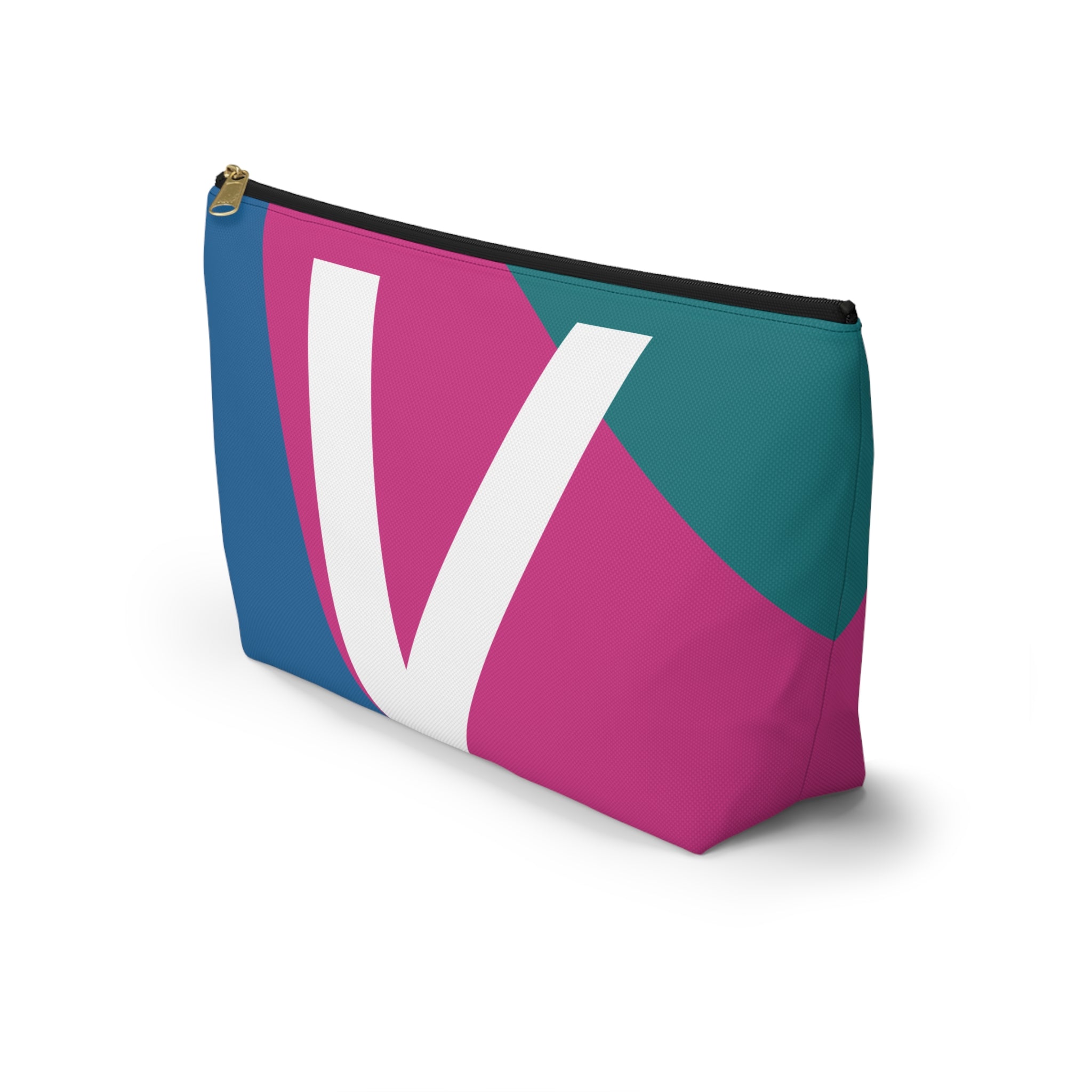 Initials Colorblock Accessory Pouch — Monogram V T-Bottom Cosmetic Bag