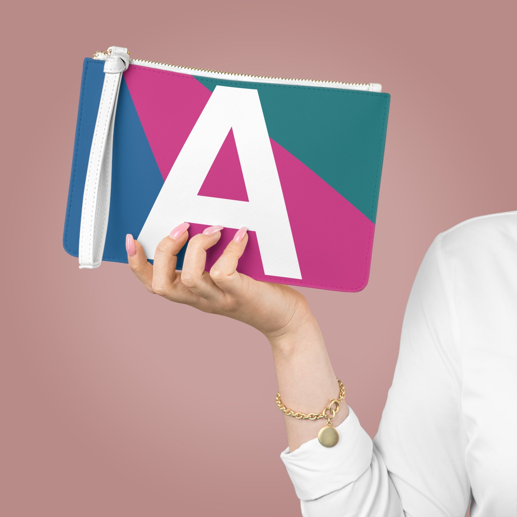 Monogram 'A' Colorblock Clutch Bag — Bold Geometric Wristlet for Everyday & Gifts