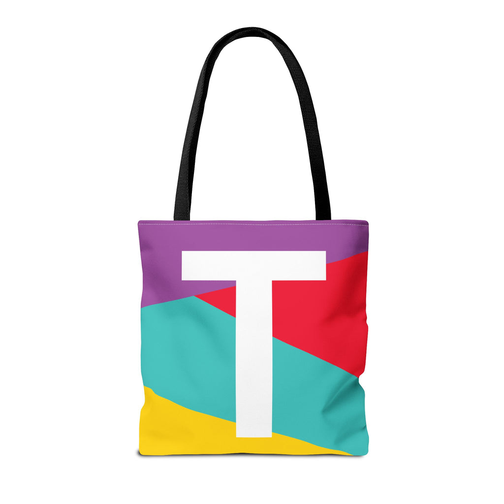 Monogram 'T' Colorblock Tote Bag — Personalized Initial T Shoulder Tote