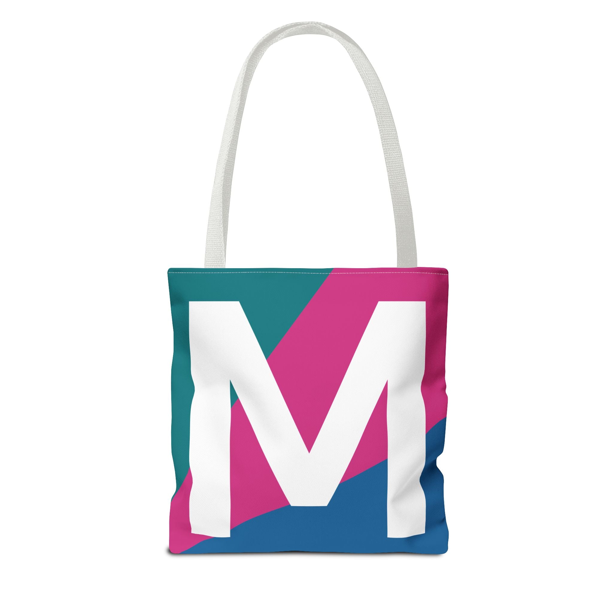Monogram 'M' Colorblock Tote Bag — Personalized Initial M Shoulder Tote