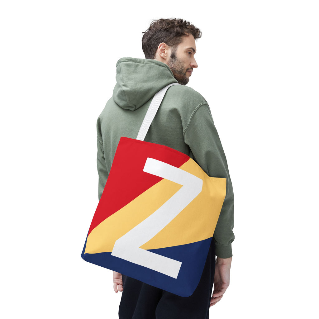 Monogram 'Z' Colorblock Tote Bag — Personalized Initial Z Shoulder Tote