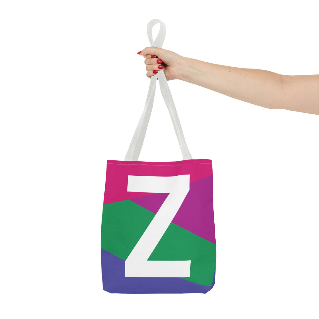 Monogram 'Z' Colorblock Tote Bag — Personalized Initial Z Shoulder Tote