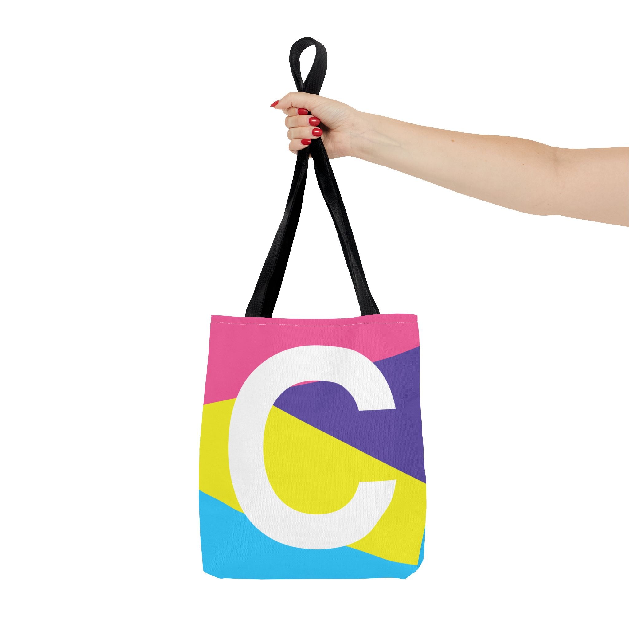 Monogram 'C' Colorblock Tote Bag — Personalized Initial C Shoulder Tote