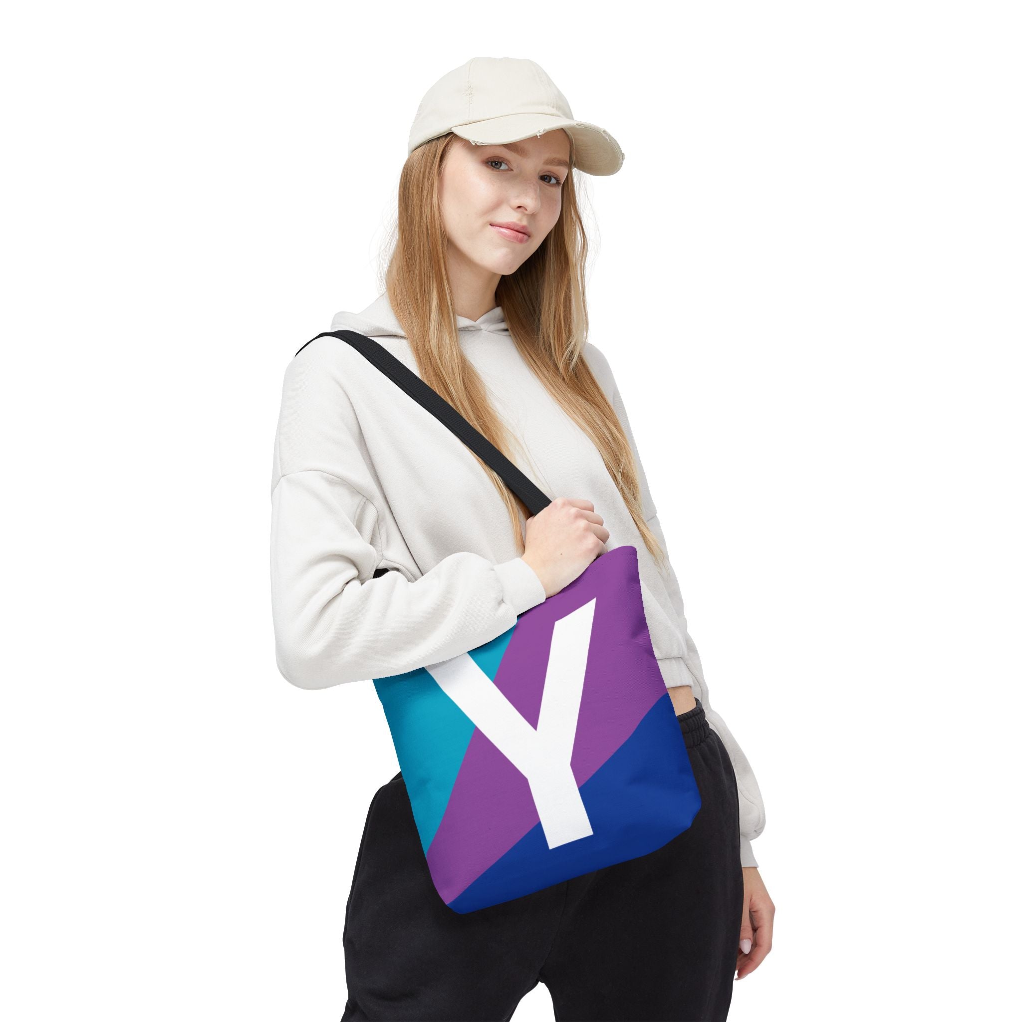 Monogram 'Y' Colorblock Tote Bag — Personalized Initial Y Shoulder Tote