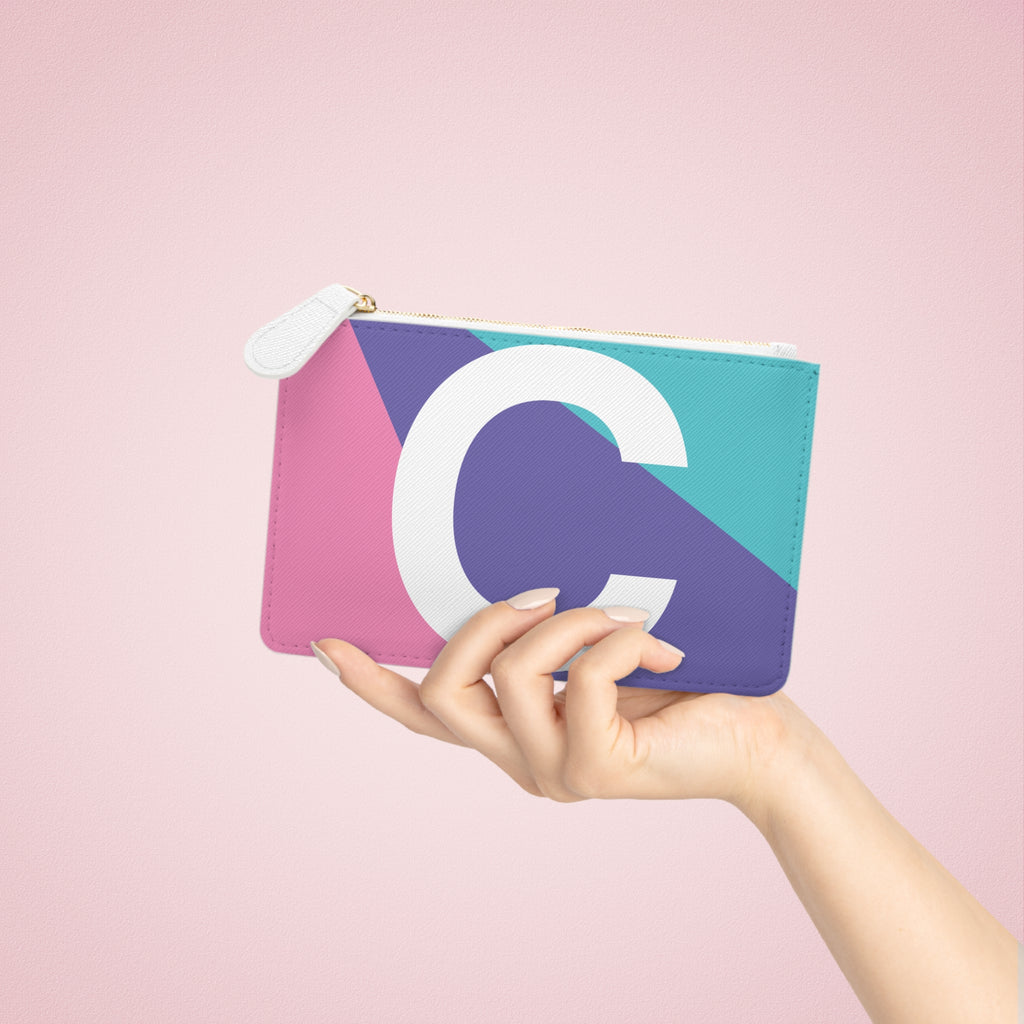 Initial C Mini Clutch — Colorblock Monogram Wristlet Wallet