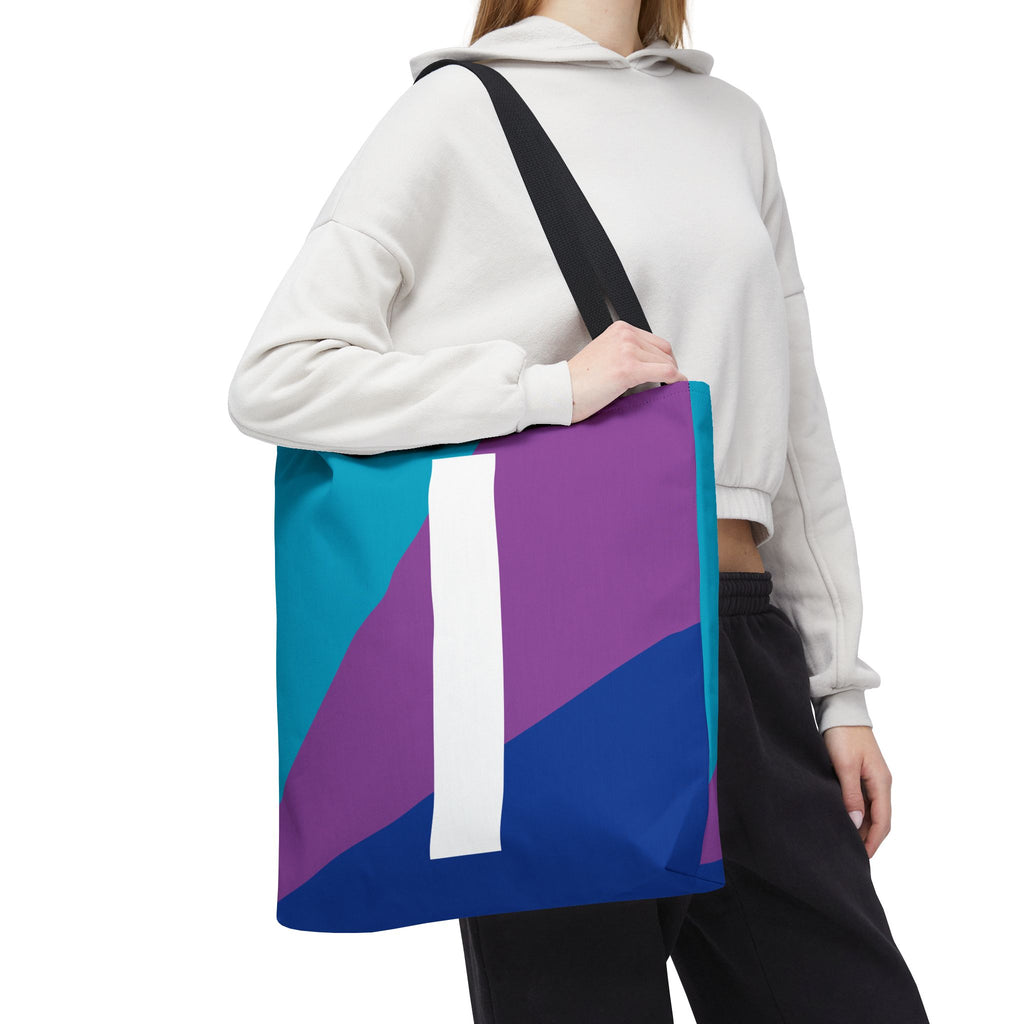 Monogram 'I' Colorblock Tote Bag — Personalized Initial I Shoulder Tote