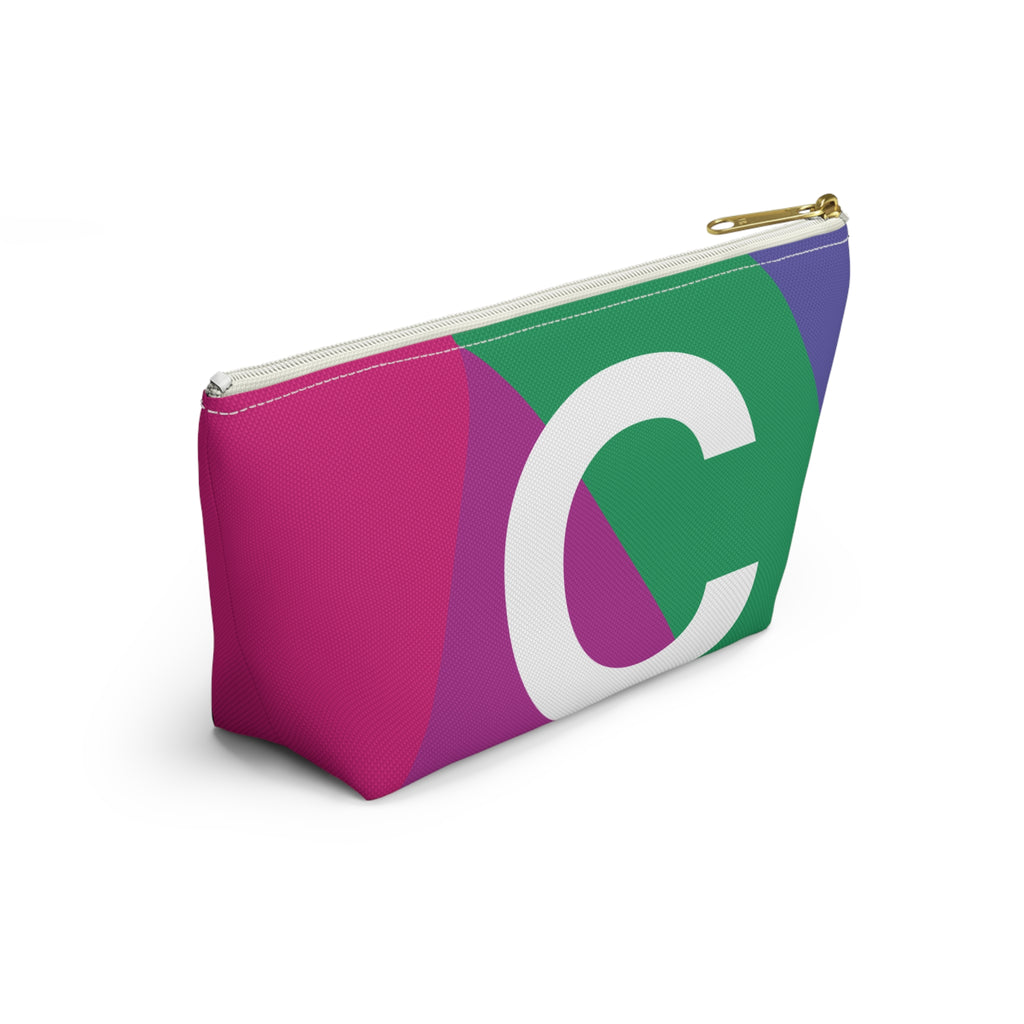 Initials Colorblock Accessory Pouch — Monogram C T-Bottom Cosmetic Bag