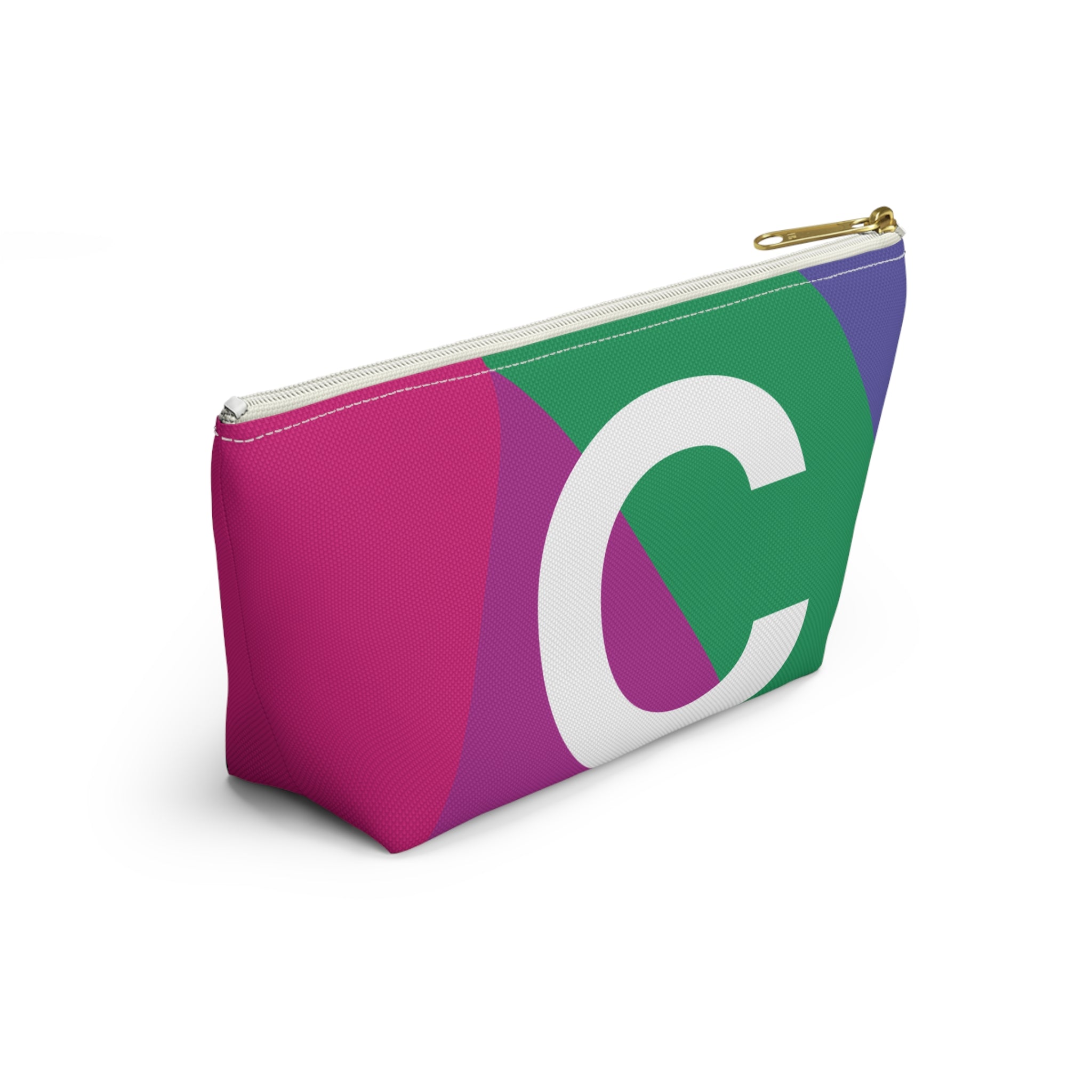 Initials Colorblock Accessory Pouch — Monogram C T-Bottom Cosmetic Bag