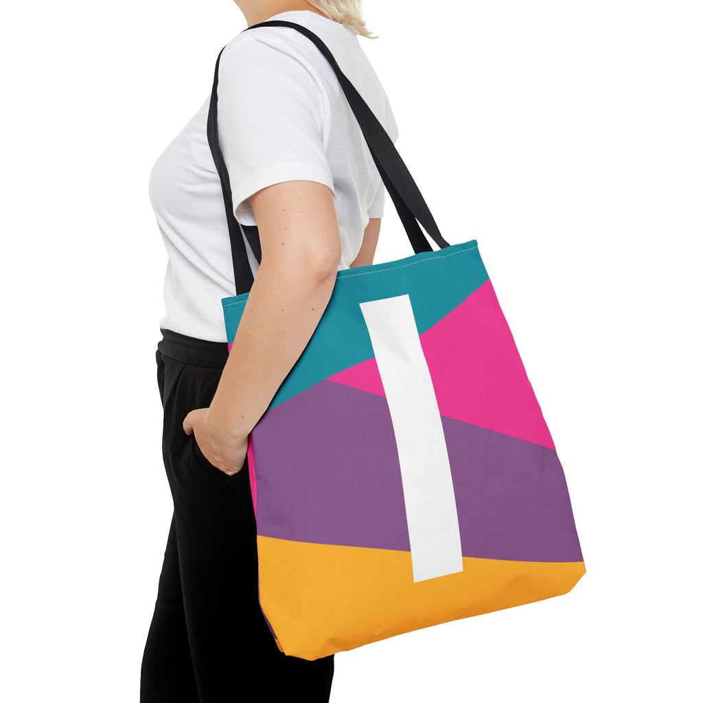 Monogram 'I' Colorblock Tote Bag — Personalized Initial I Shoulder Tote