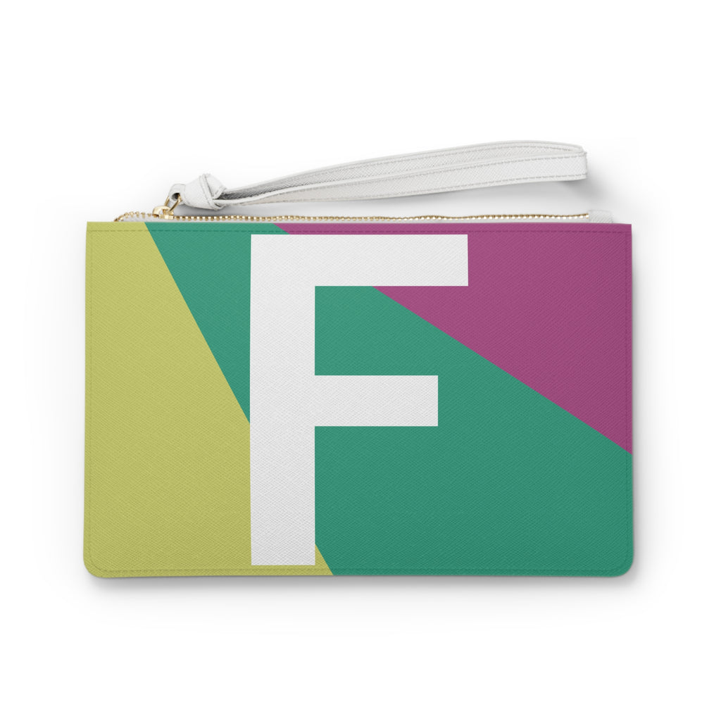 Monogram 'F' Colorblock Clutch Bag — Bold Geometric Wristlet for Everyday & Gifts