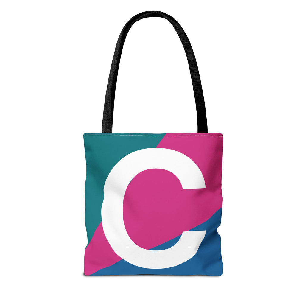 Monogram 'C' Colorblock Tote Bag — Personalized Initial C Shoulder Tote