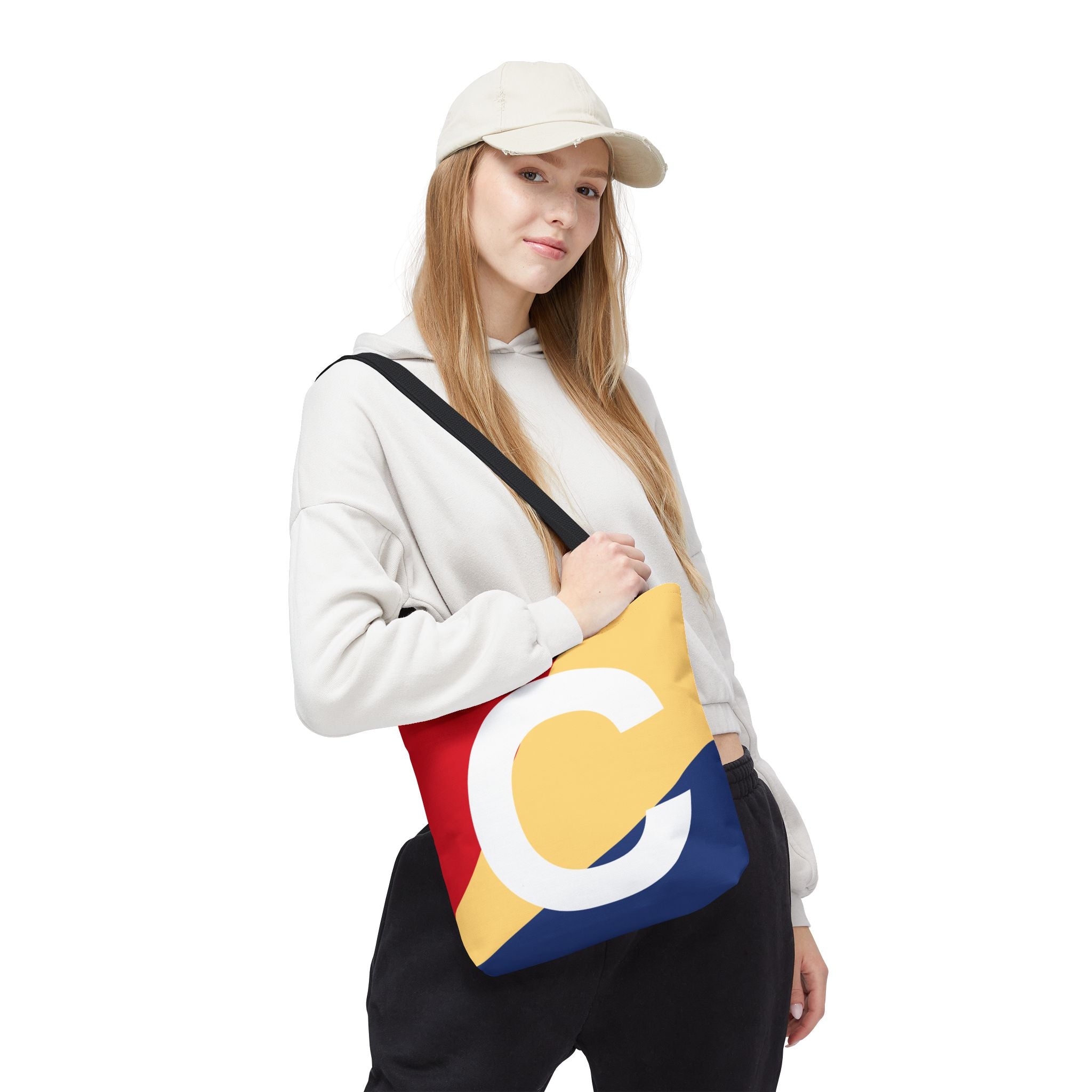 Monogram 'C' Colorblock Tote Bag — Personalized Initial C Shoulder Tote