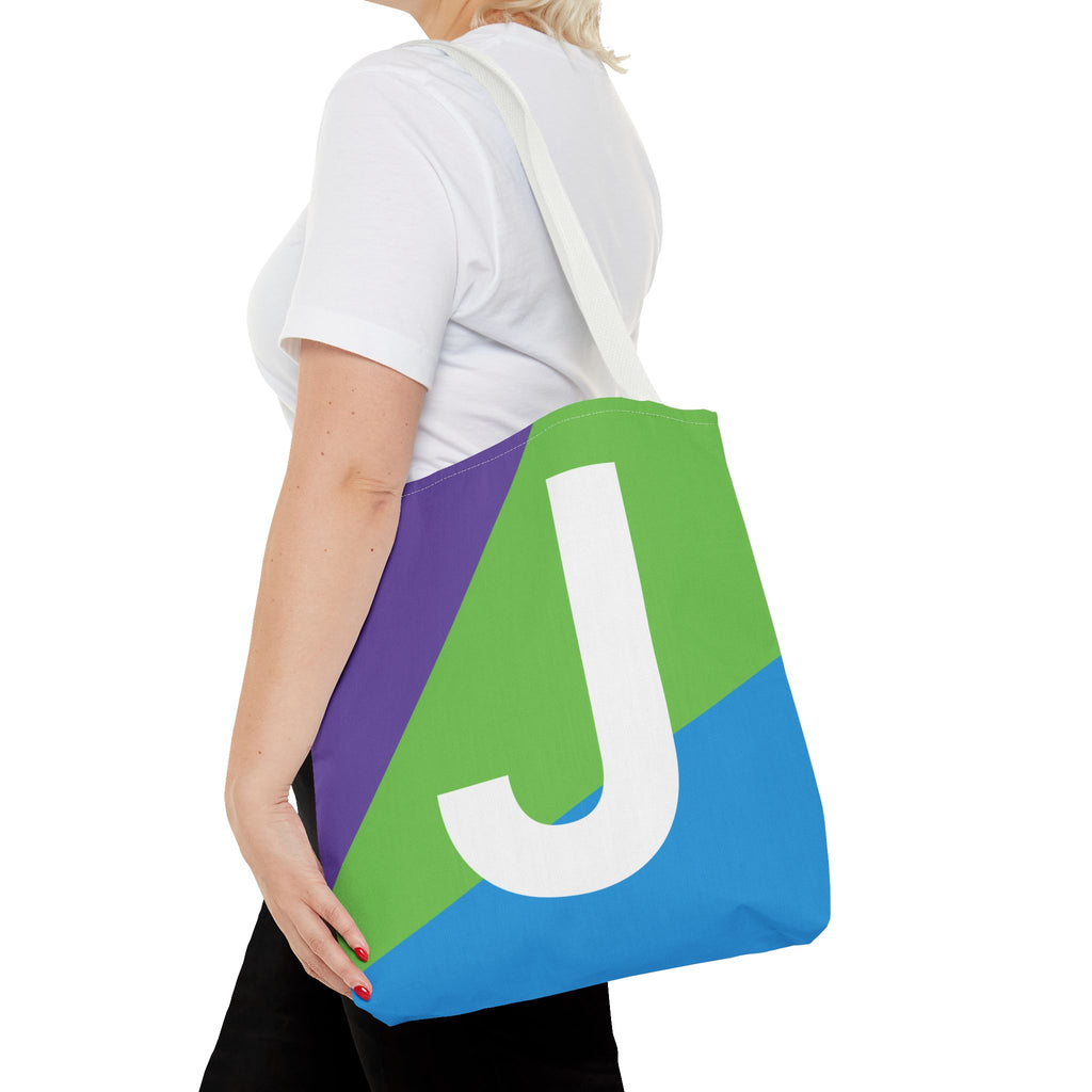 Monogram 'J' Colorblock Tote Bag — Personalized Initial J Shoulder Tote