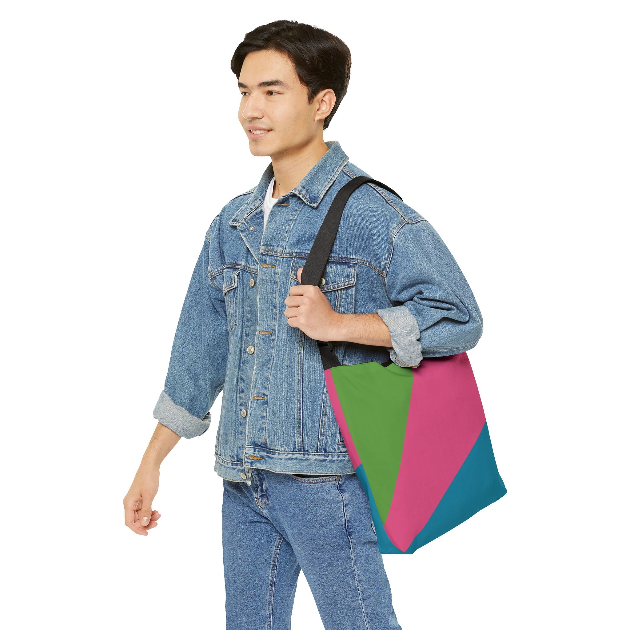 Colorblock Geometric Tote Bag — Adjustable Strap, Bright Abstract Pattern