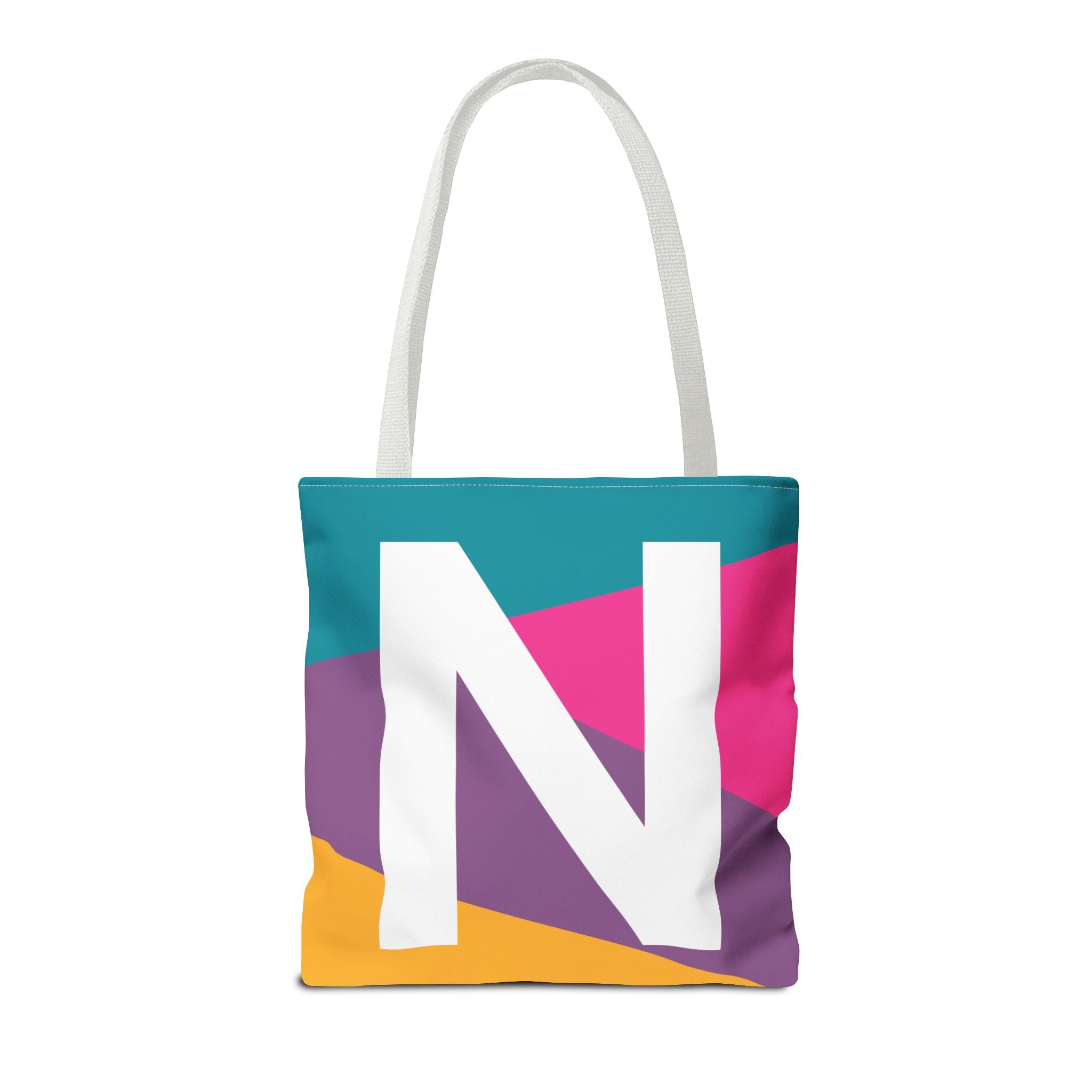 Monogram 'N' Colorblock Tote Bag — Personalized Initial N Shoulder Tote