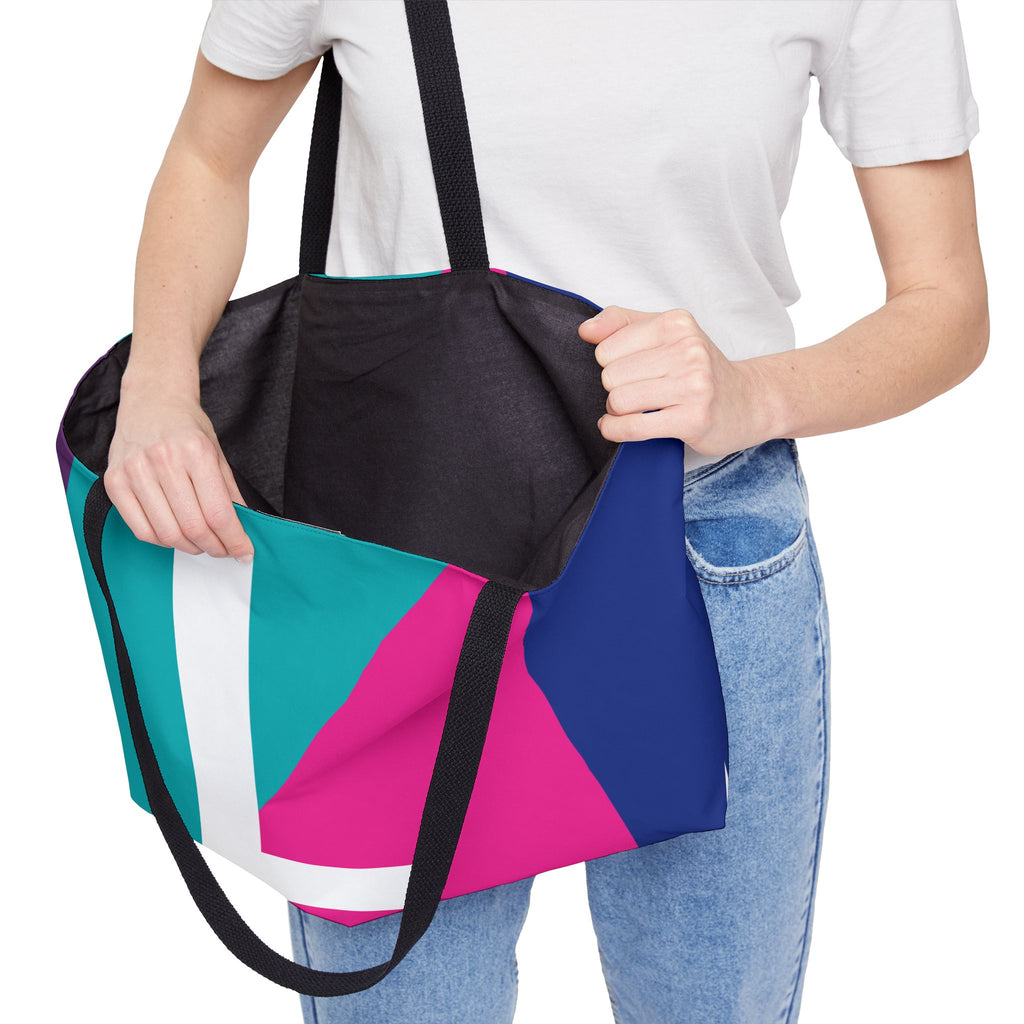 Personalized 'L' Colorblock Tote Bag — Monogram Weekender Tote