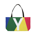 Personalized 'Y' Colorblock Tote Bag — Monogram Weekender Tote