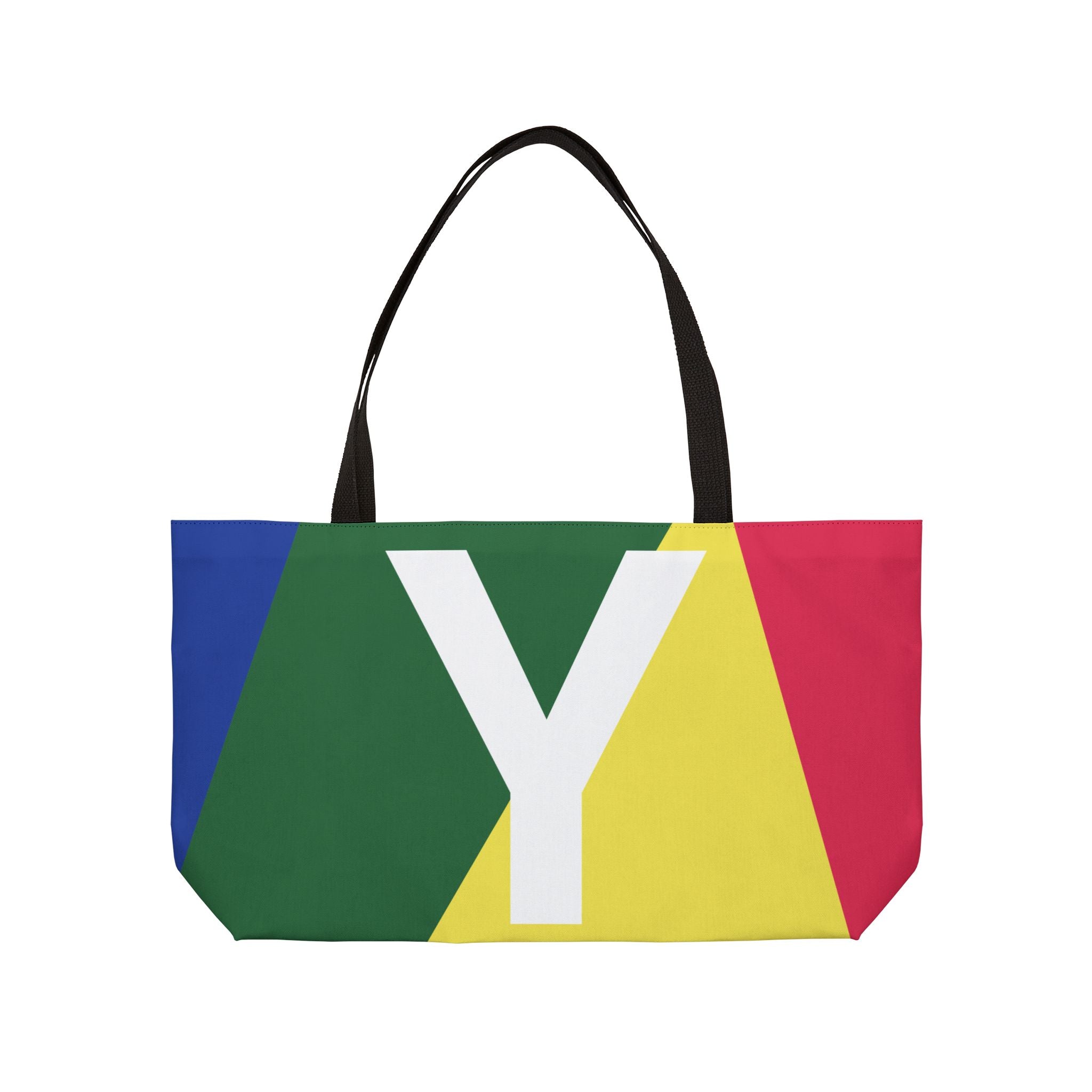 Personalized 'Y' Colorblock Tote Bag — Monogram Weekender Tote
