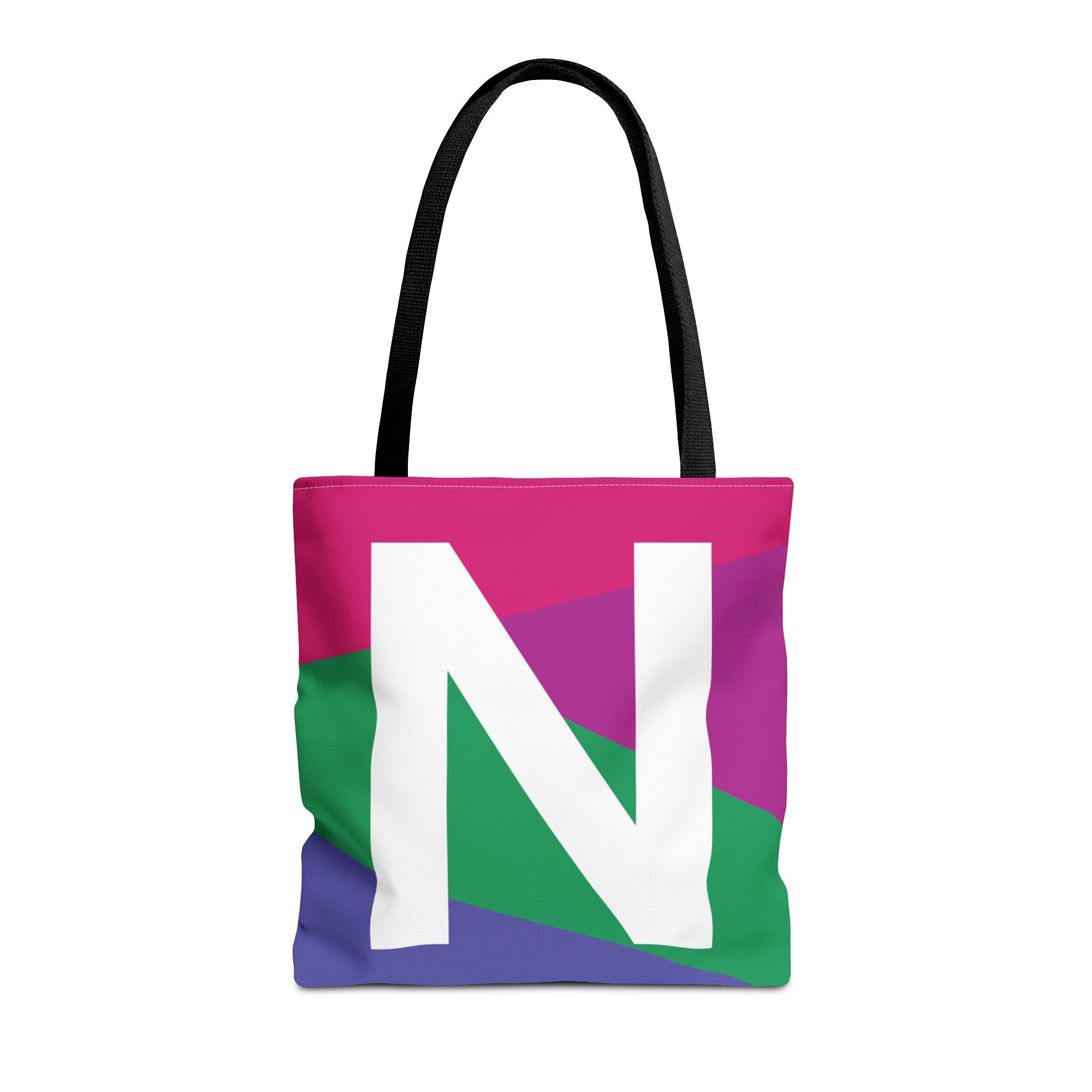 Monogram 'N' Colorblock Tote Bag — Personalized Initial N Shoulder Tote