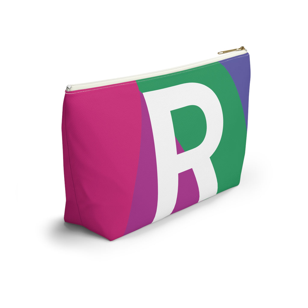 Initials Colorblock Accessory Pouch — Monogram R T-Bottom Cosmetic Bag
