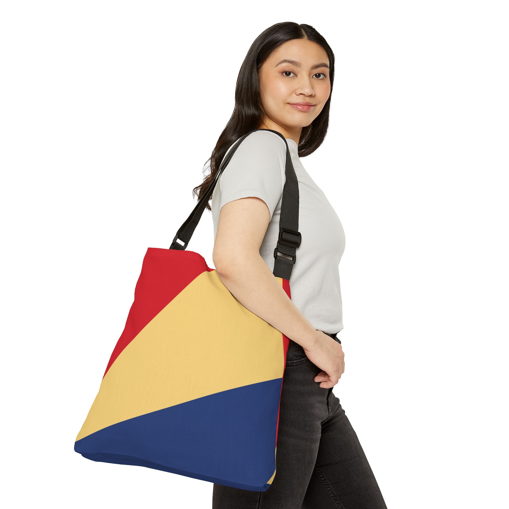 Colorblock Geometric Tote Bag — Adjustable Strap, Bright Abstract Pattern