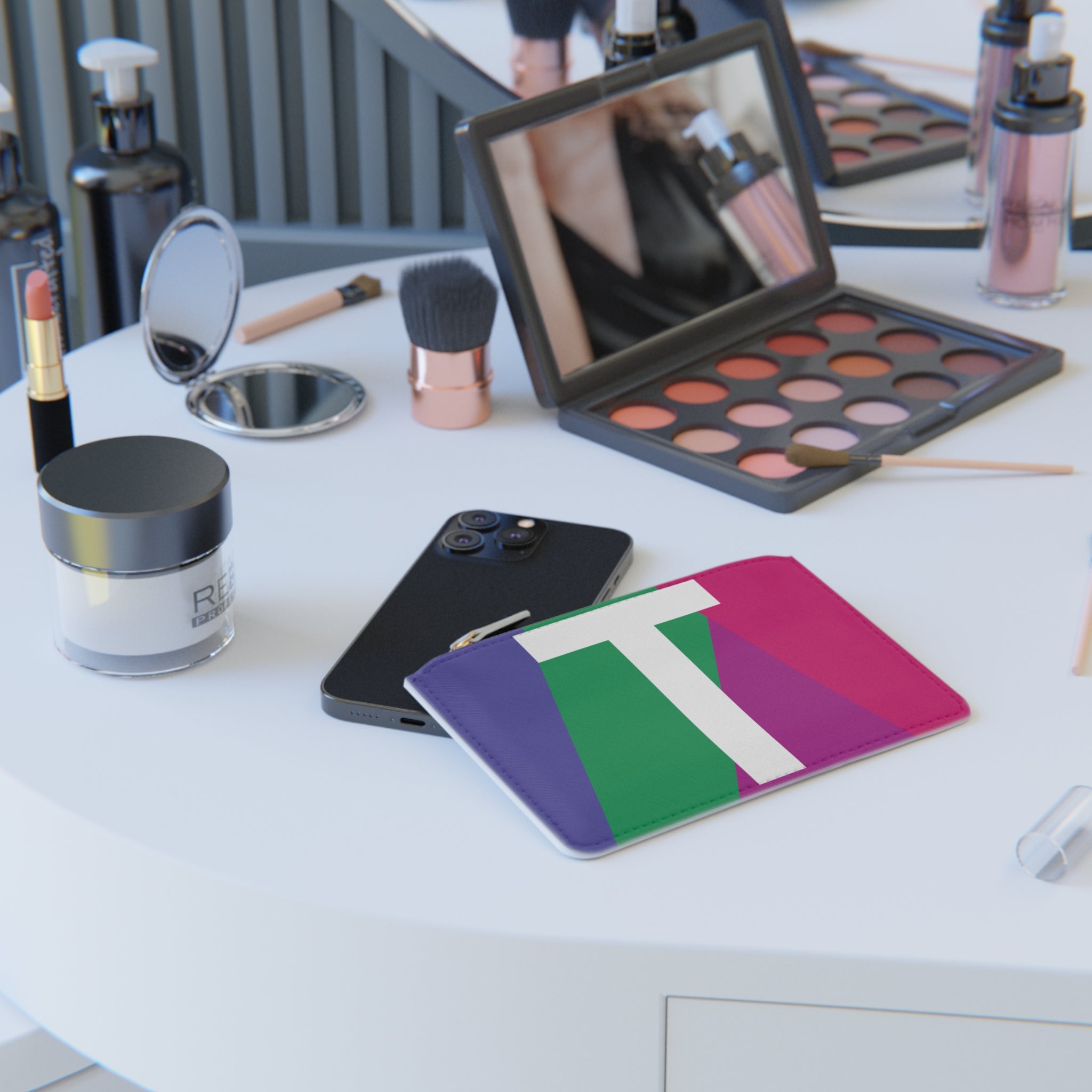 Initial T Mini Clutch — Colorblock Monogram Wristlet Wallet