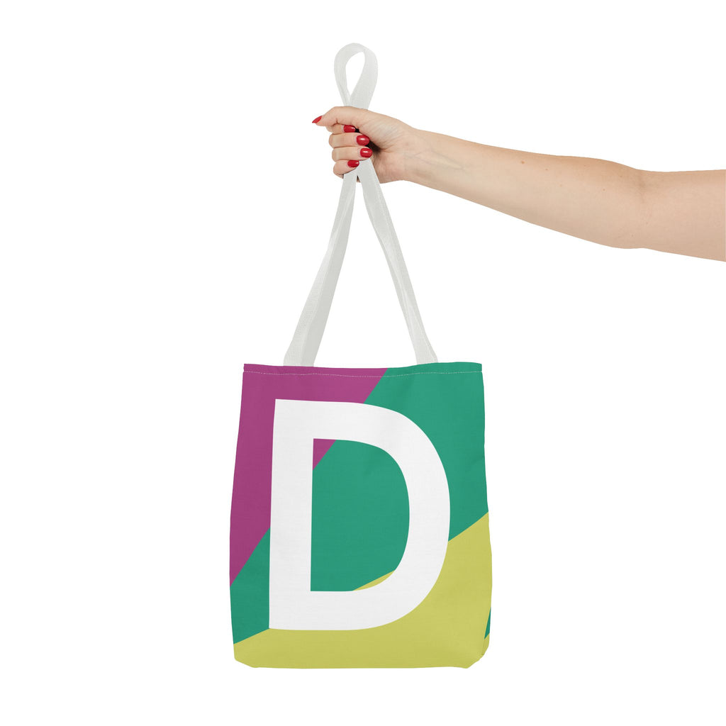 Monogram 'D' Colorblock Tote Bag — Personalized Initial D Shoulder Tote