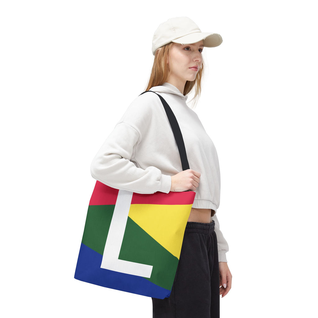 Monogram 'L' Colorblock Tote Bag — Personalized Initial L Shoulder Tote