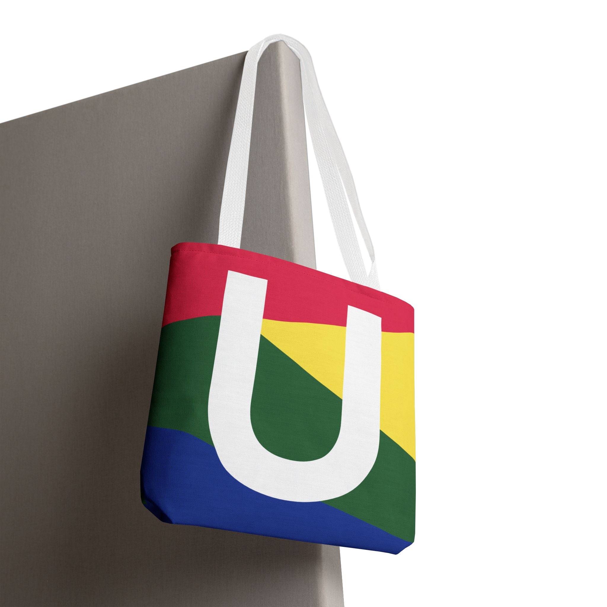 Monogram 'U' Colorblock Tote Bag — Personalized Initial U Shoulder Tote