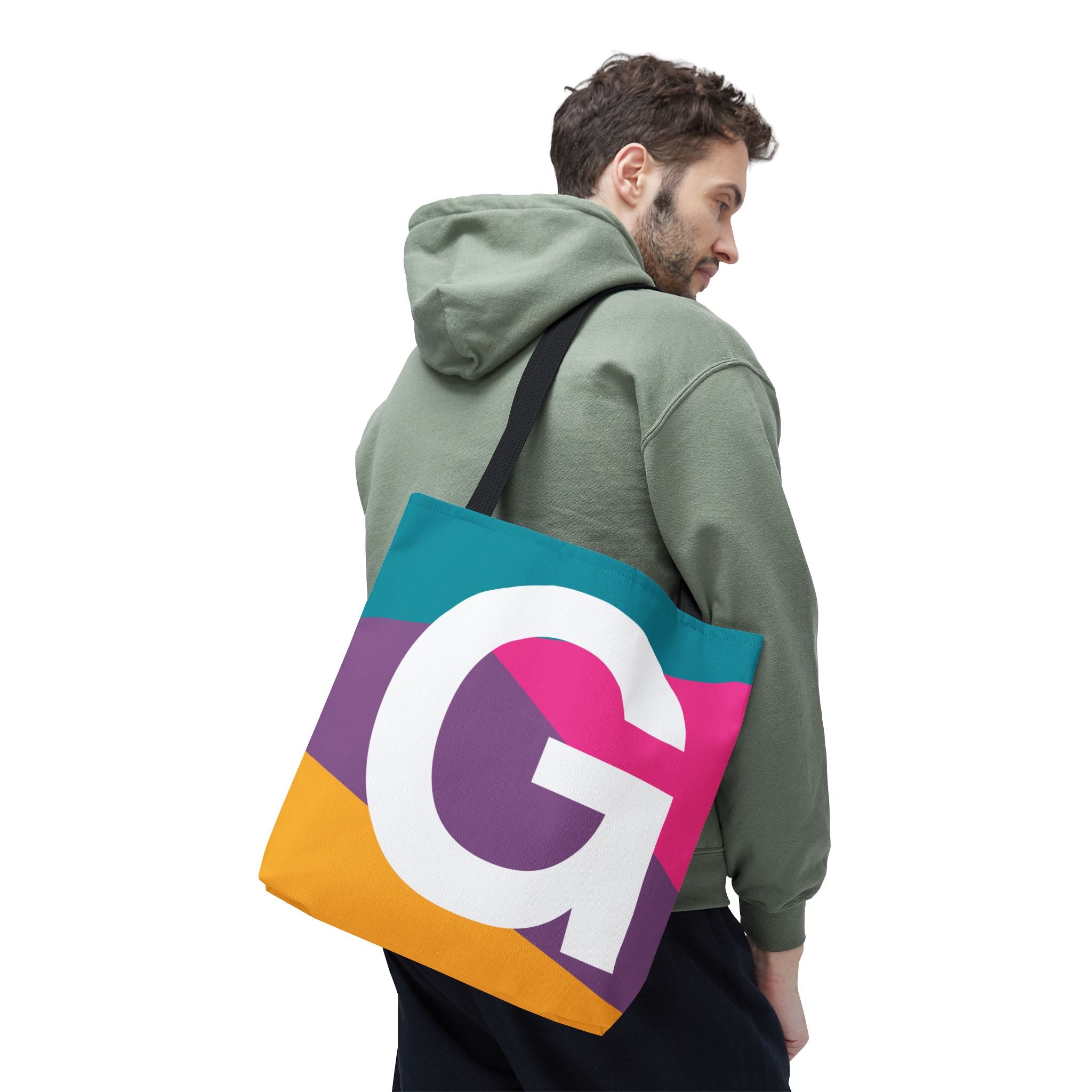 Monogram 'G' Colorblock Tote Bag — Personalized Initial G Shoulder Tote