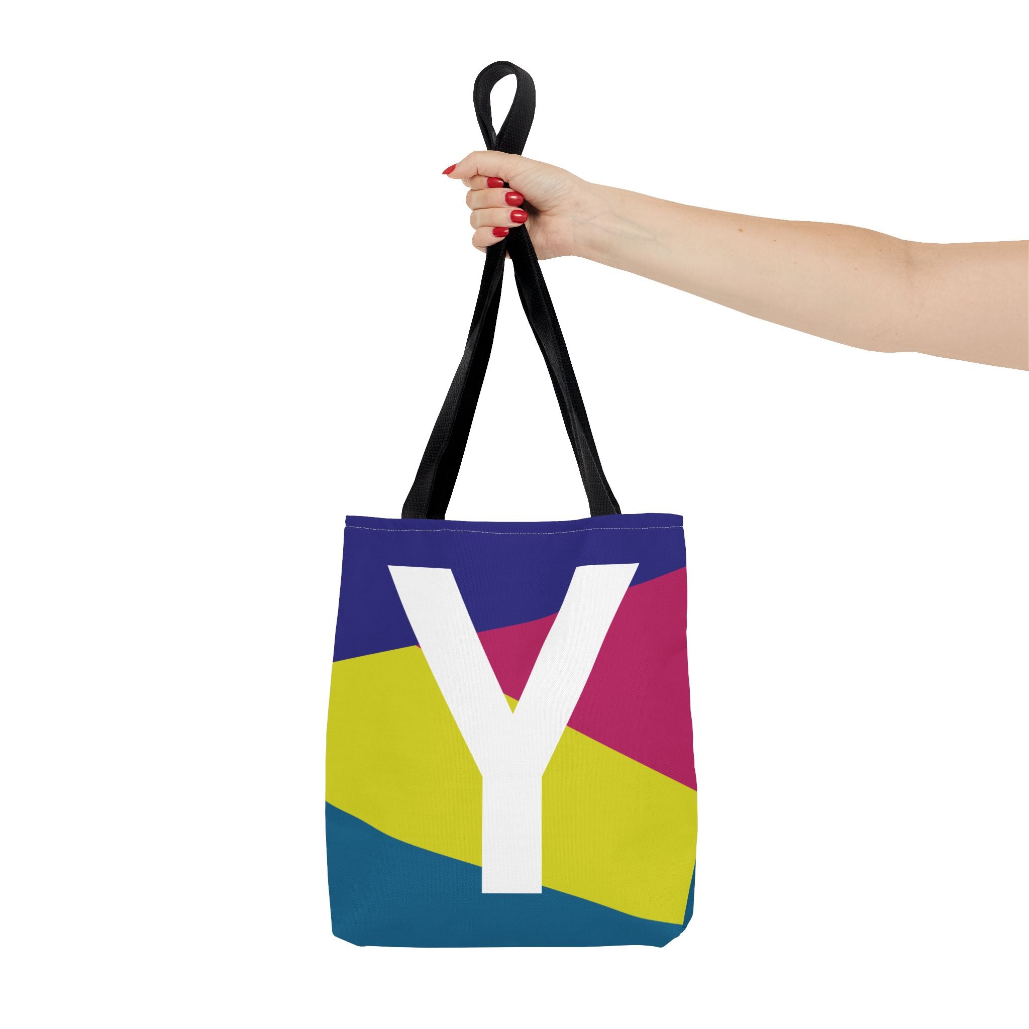 Monogram 'Y' Colorblock Tote Bag — Personalized Initial Y Shoulder Tote