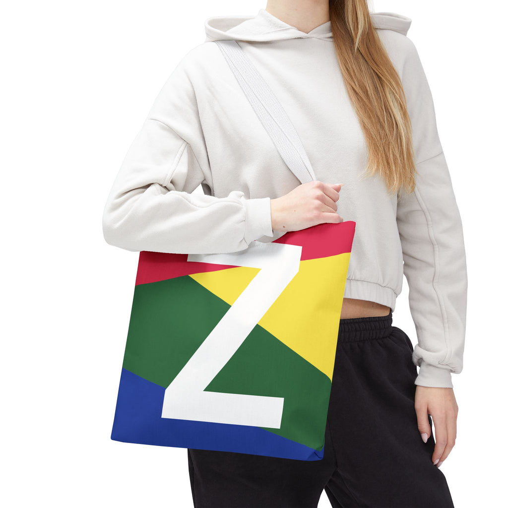 Monogram 'Z' Colorblock Tote Bag — Personalized Initial Z Shoulder Tote