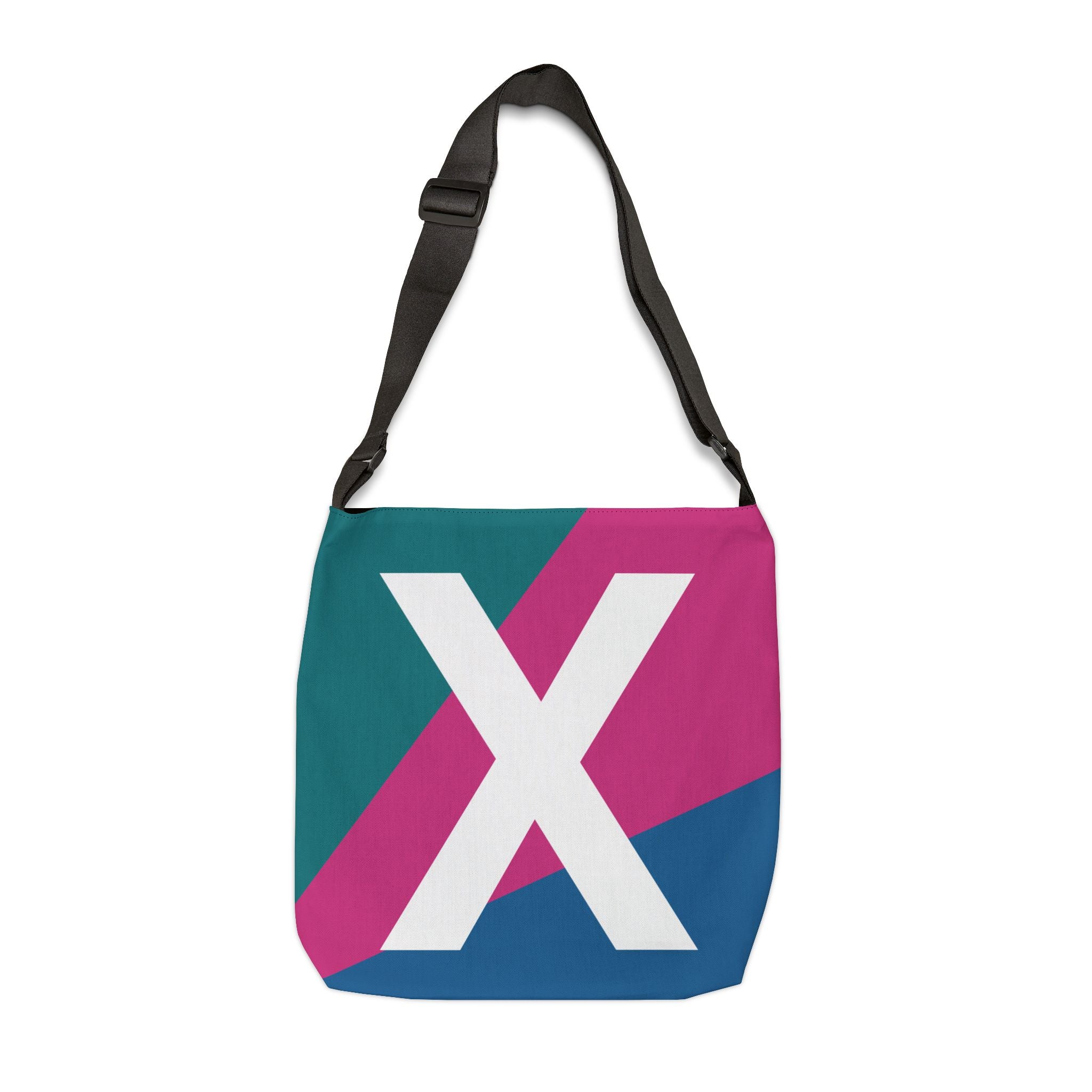 Initial Letter 'X' Colorblock Adjustable Tote Bag — Monogram Alphabet Shoulder Bag
