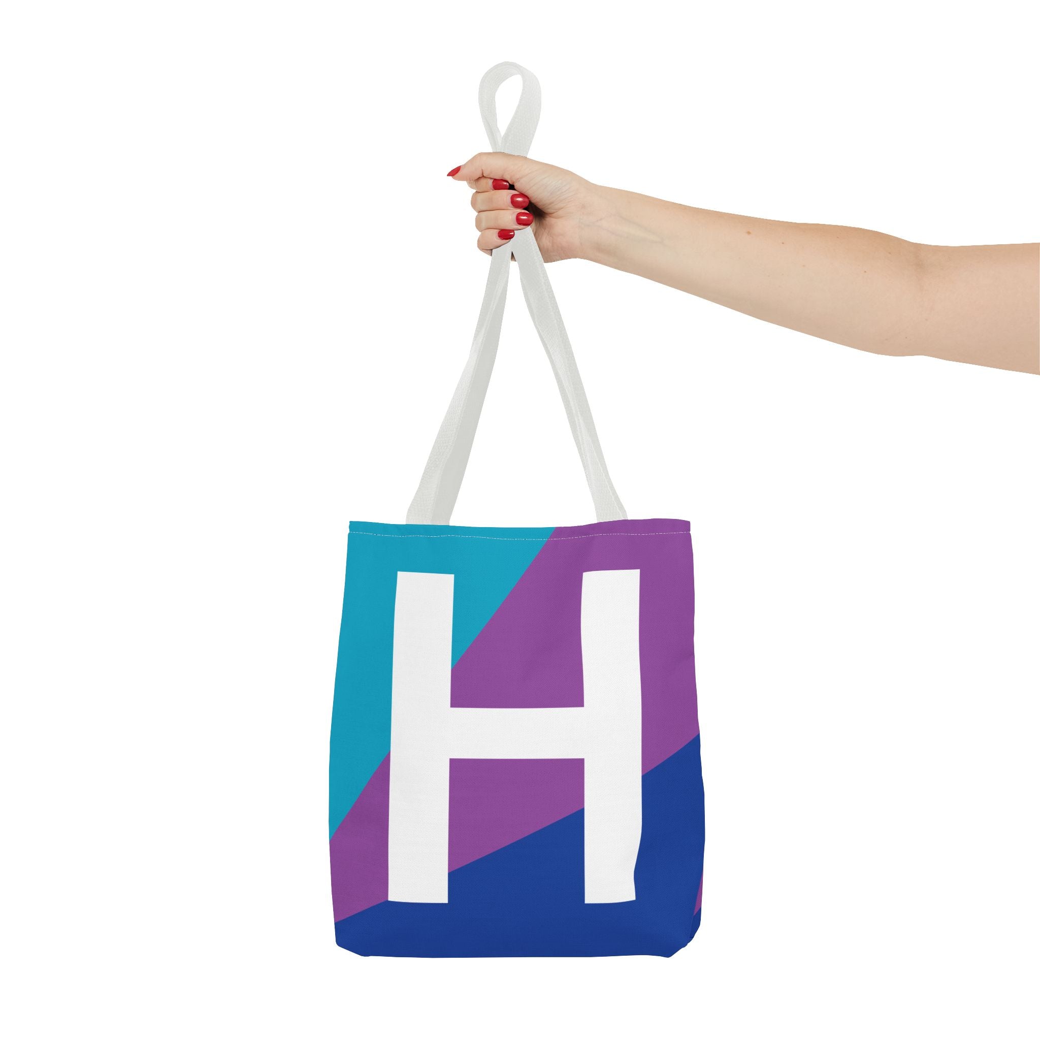 Monogram 'H' Colorblock Tote Bag — Personalized Initial H Shoulder Tote