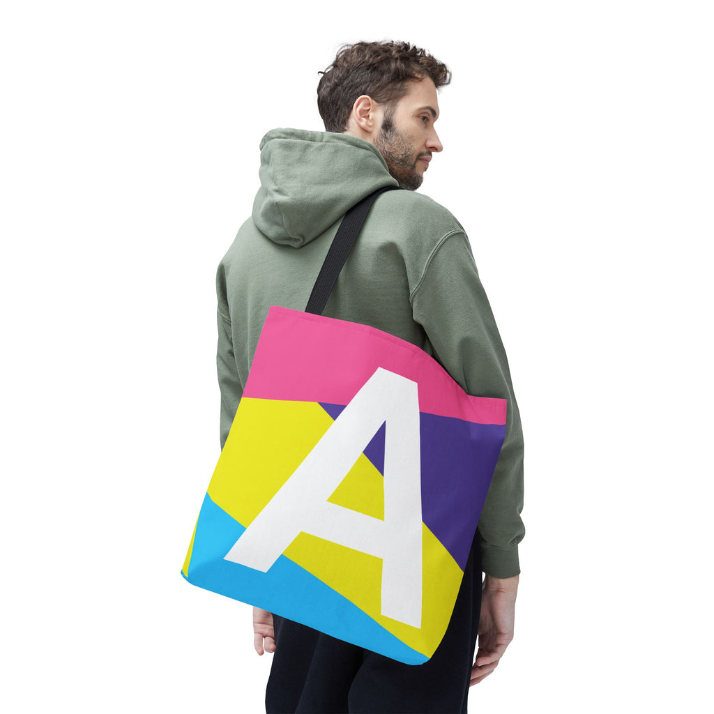 Monogram 'A' Colorblock Tote Bag — Personalized Initial A Shoulder Tote