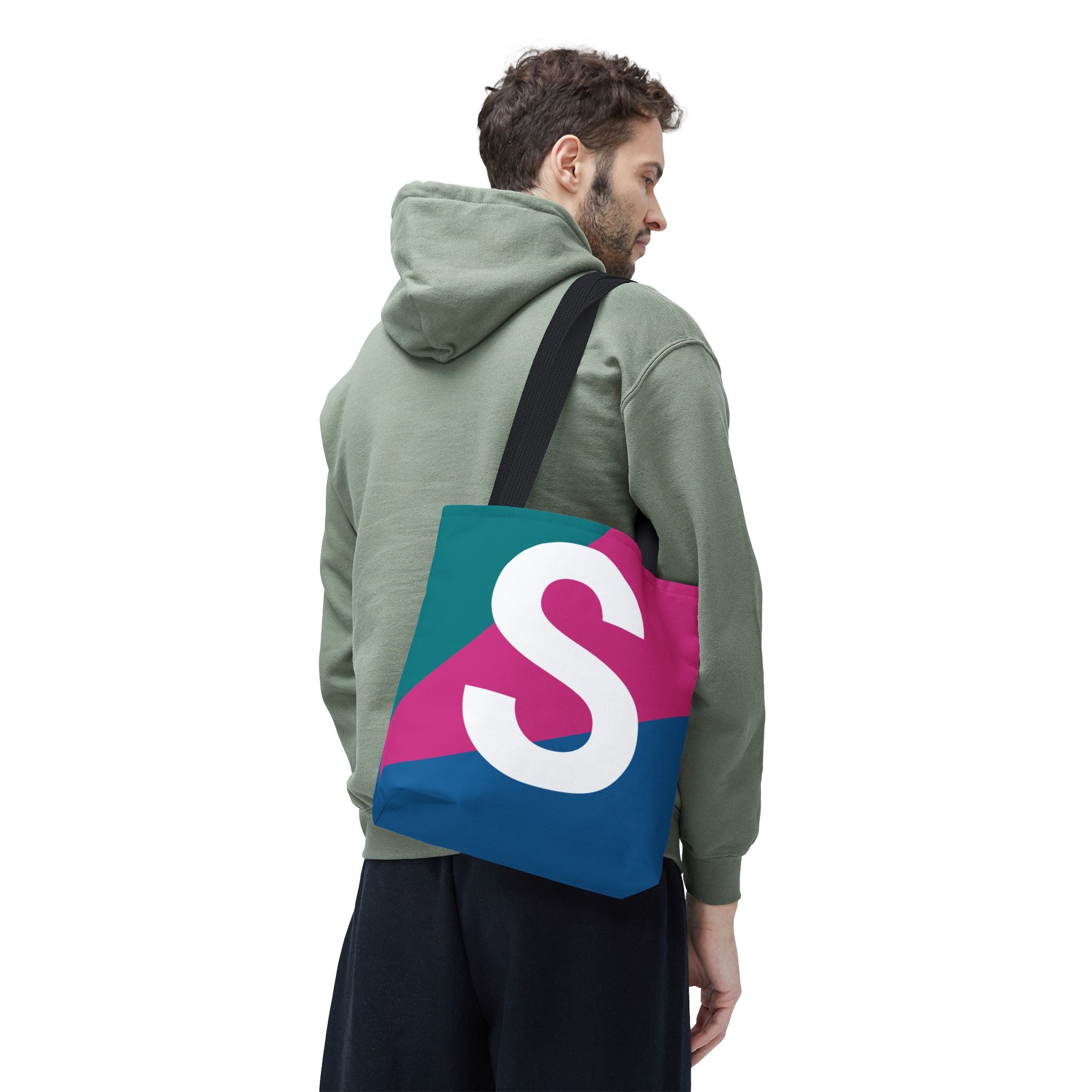 Monogram 'S' Colorblock Tote Bag — Personalized Initial S Shoulder Tote