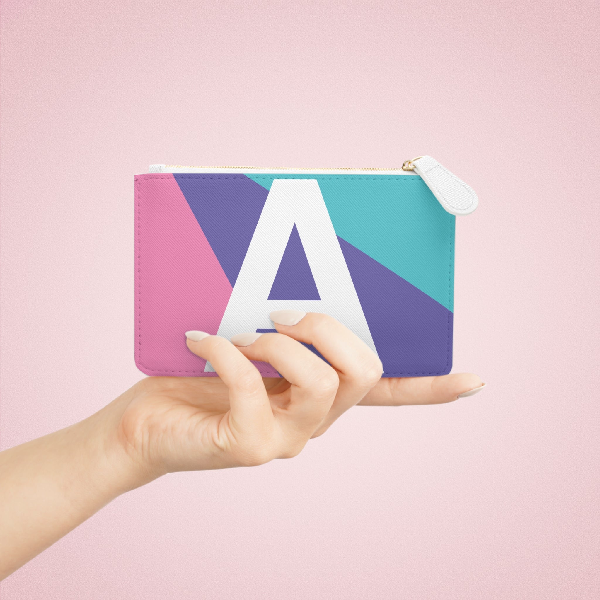 Initial A Mini Clutch — Colorblock Monogram Wristlet Wallet