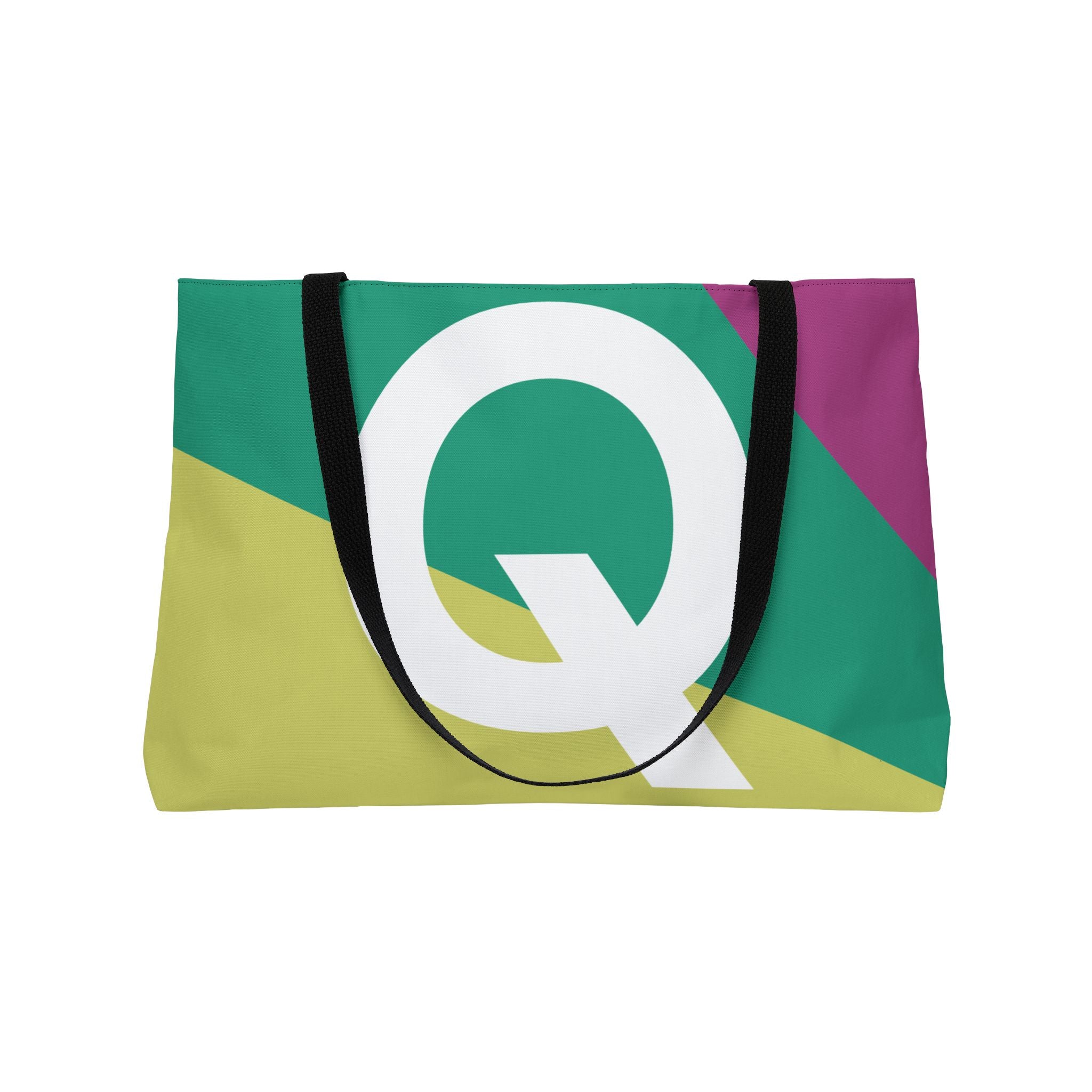 Personalized 'Q' Colorblock Tote Bag — Monogram Weekender Tote