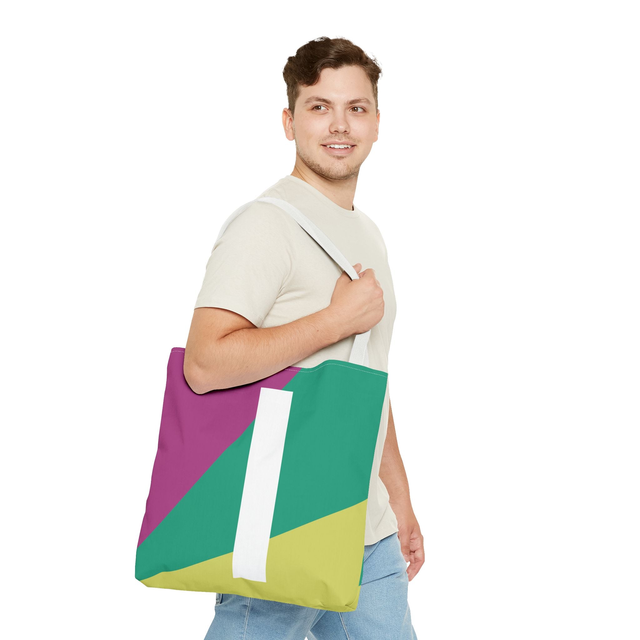 Monogram 'I' Colorblock Tote Bag — Personalized Initial I Shoulder Tote