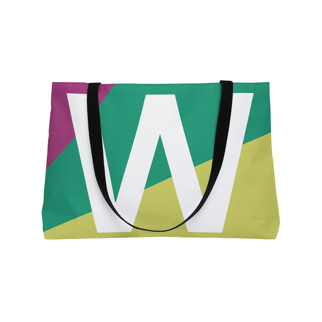 Personalized 'W' Colorblock Tote Bag — Monogram Weekender Tote