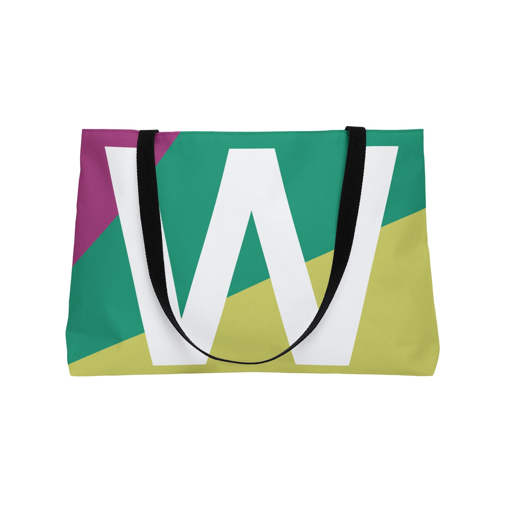 Personalized 'W' Colorblock Tote Bag — Monogram Weekender Tote