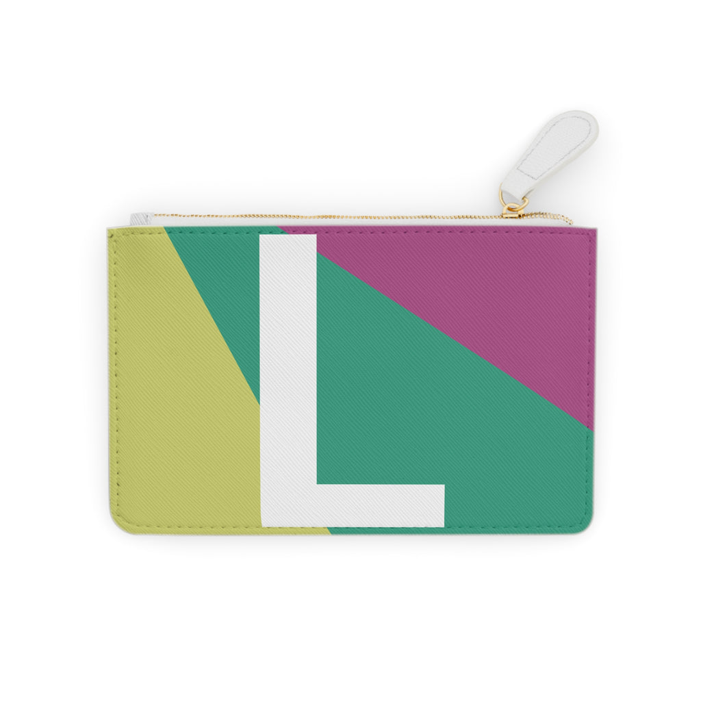 Initial L Mini Clutch — Colorblock Monogram Wristlet Wallet