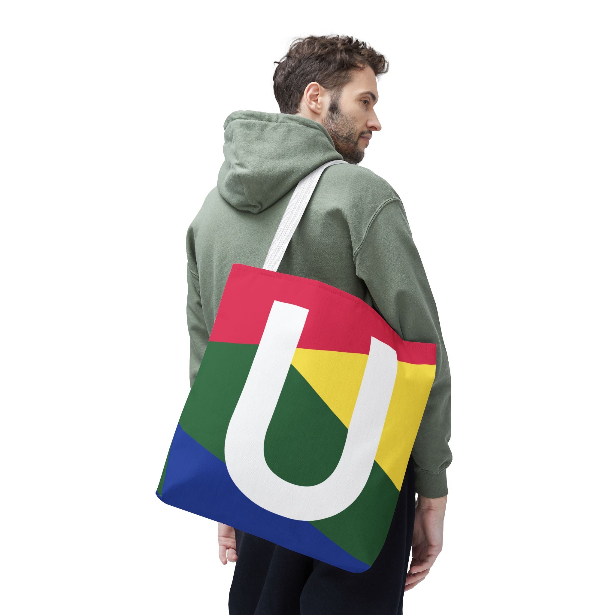 Monogram 'U' Colorblock Tote Bag — Personalized Initial U Shoulder Tote
