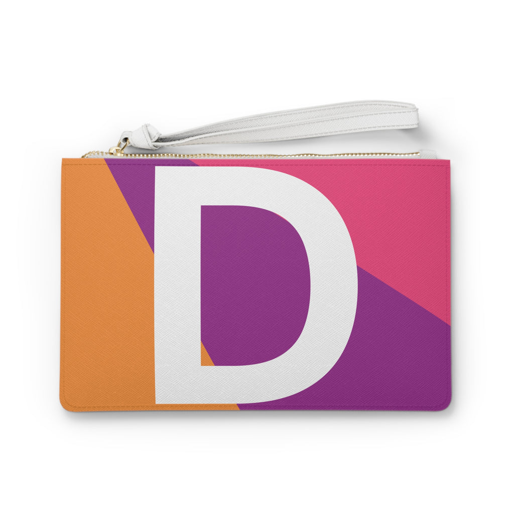 Monogram 'D' Colorblock Clutch Bag — Bold Geometric Wristlet for Everyday & Gifts