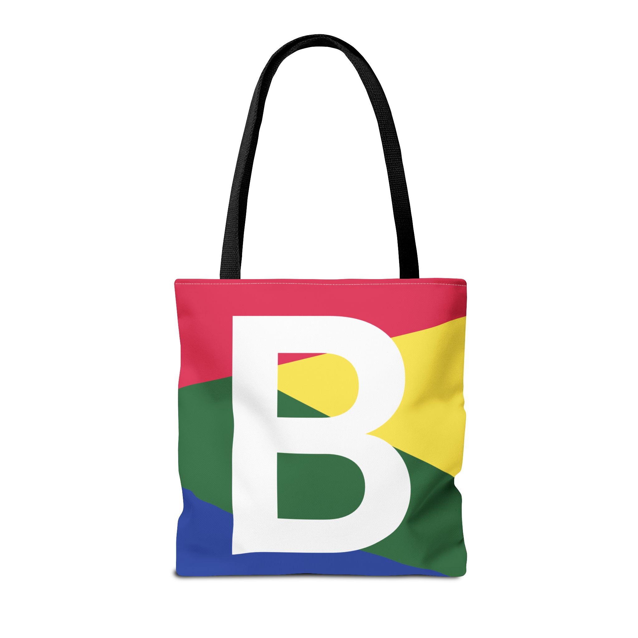 Monogram 'B' Colorblock Tote Bag — Personalized Initial B Shoulder Tote