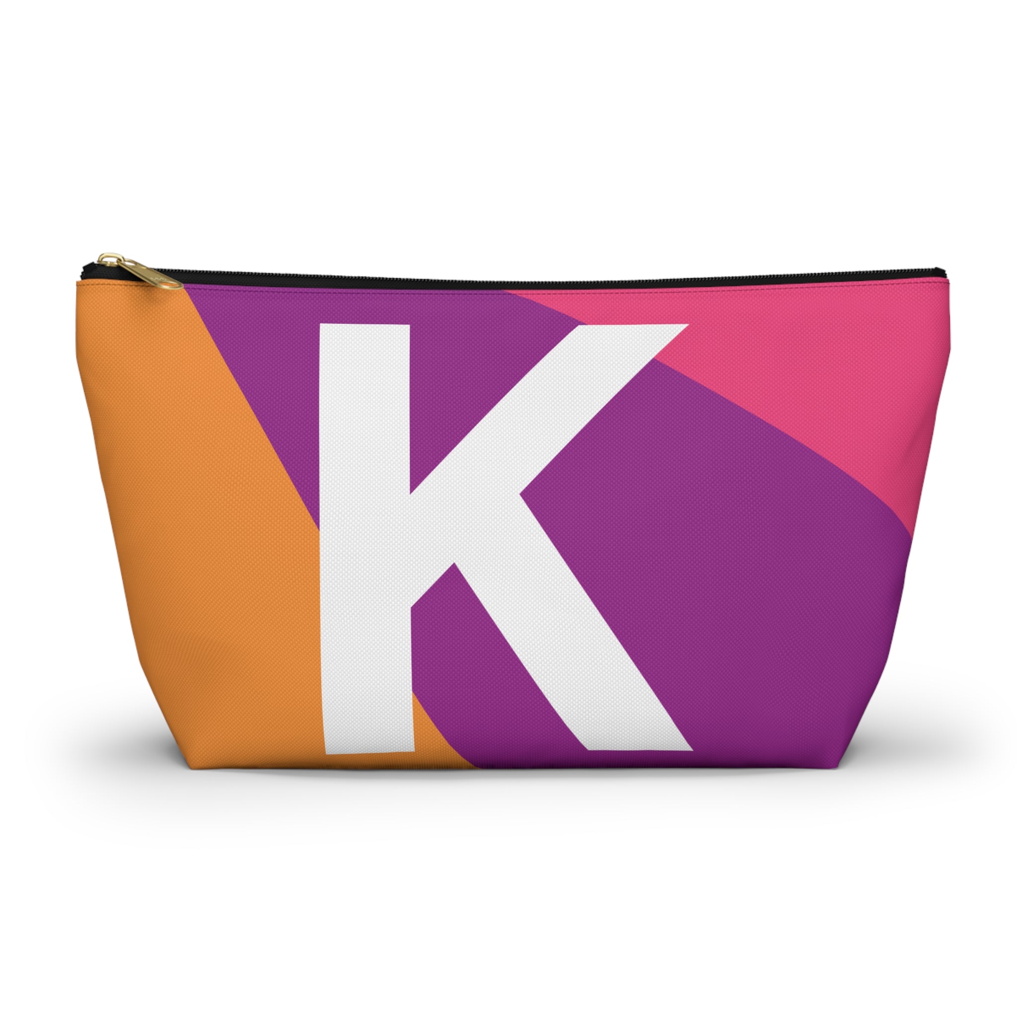 Initials Colorblock Accessory Pouch — Monogram K T-Bottom Cosmetic Bag