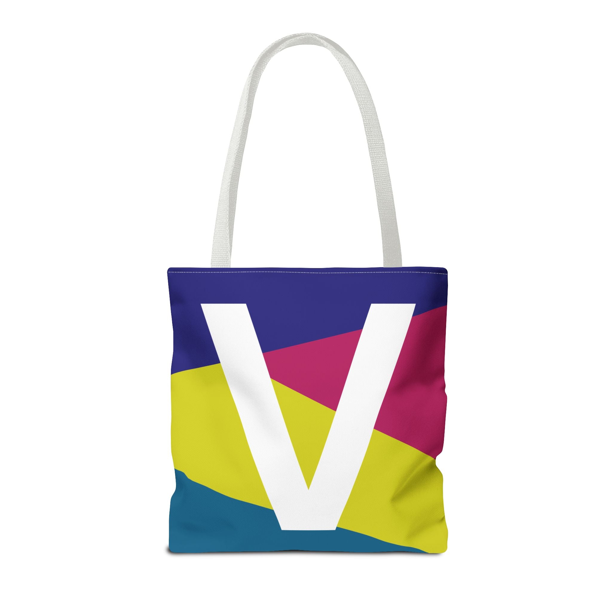 Monogram 'V' Colorblock Tote Bag — Personalized Initial V Shoulder Tote