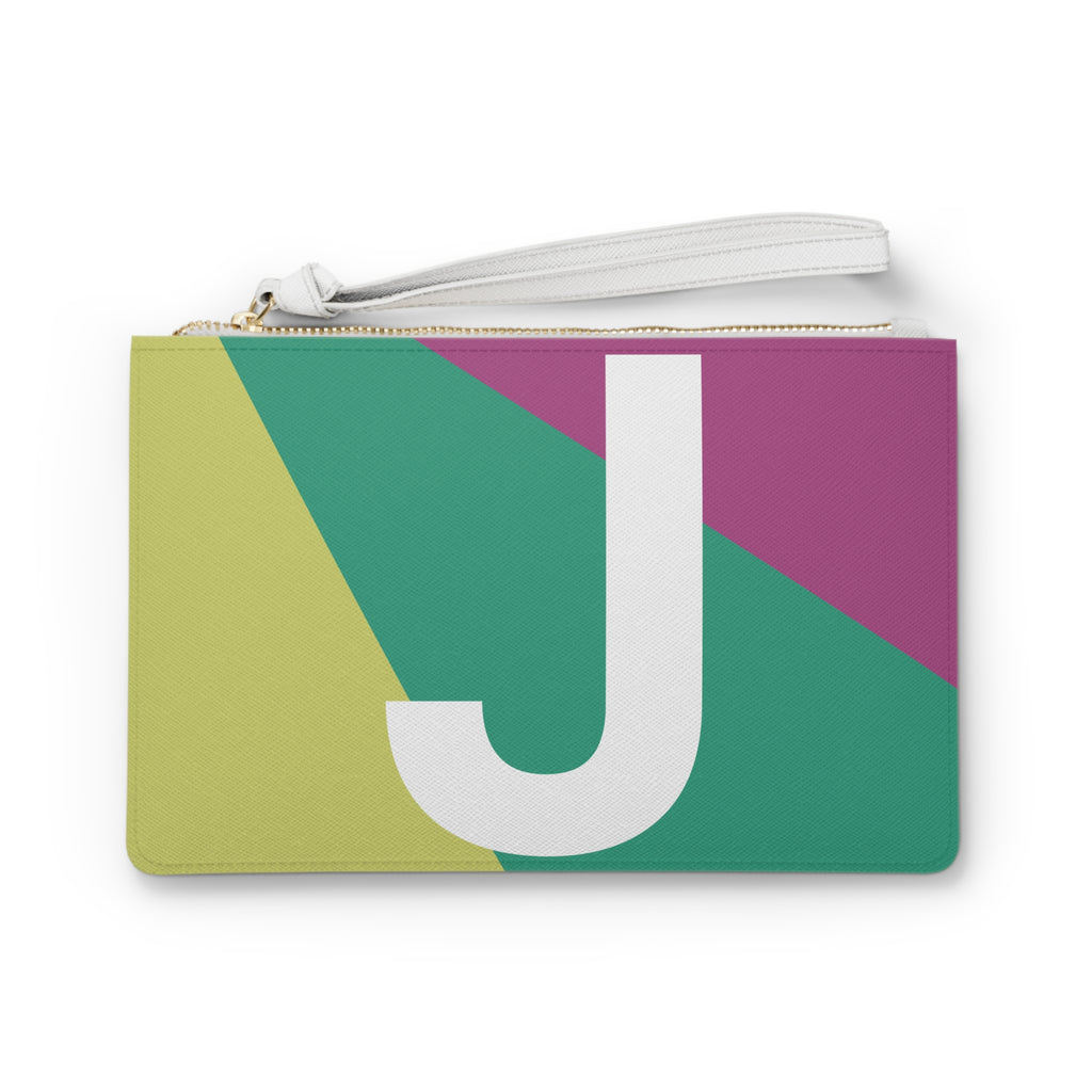 Monogram 'J' Colorblock Clutch Bag — Bold Geometric Wristlet for Everyday & Gifts